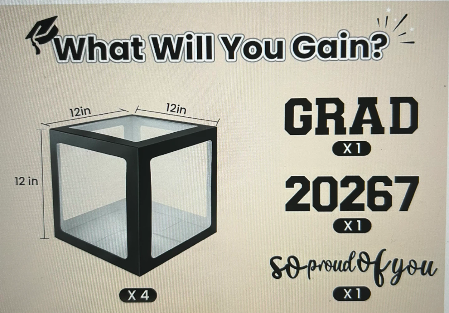 Graduation Decor Boxes (Set of 4) + cutouts - photo 2