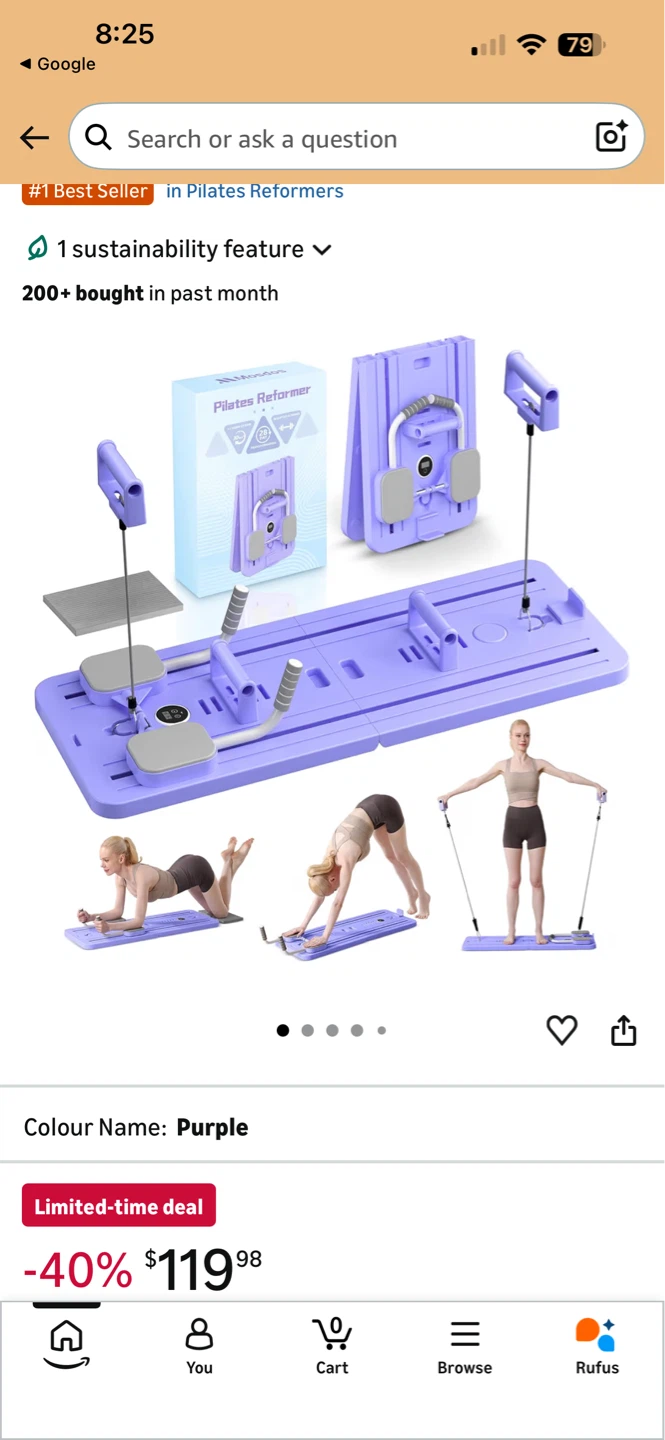 Pilates Reformer with Resistance Bands - Purple