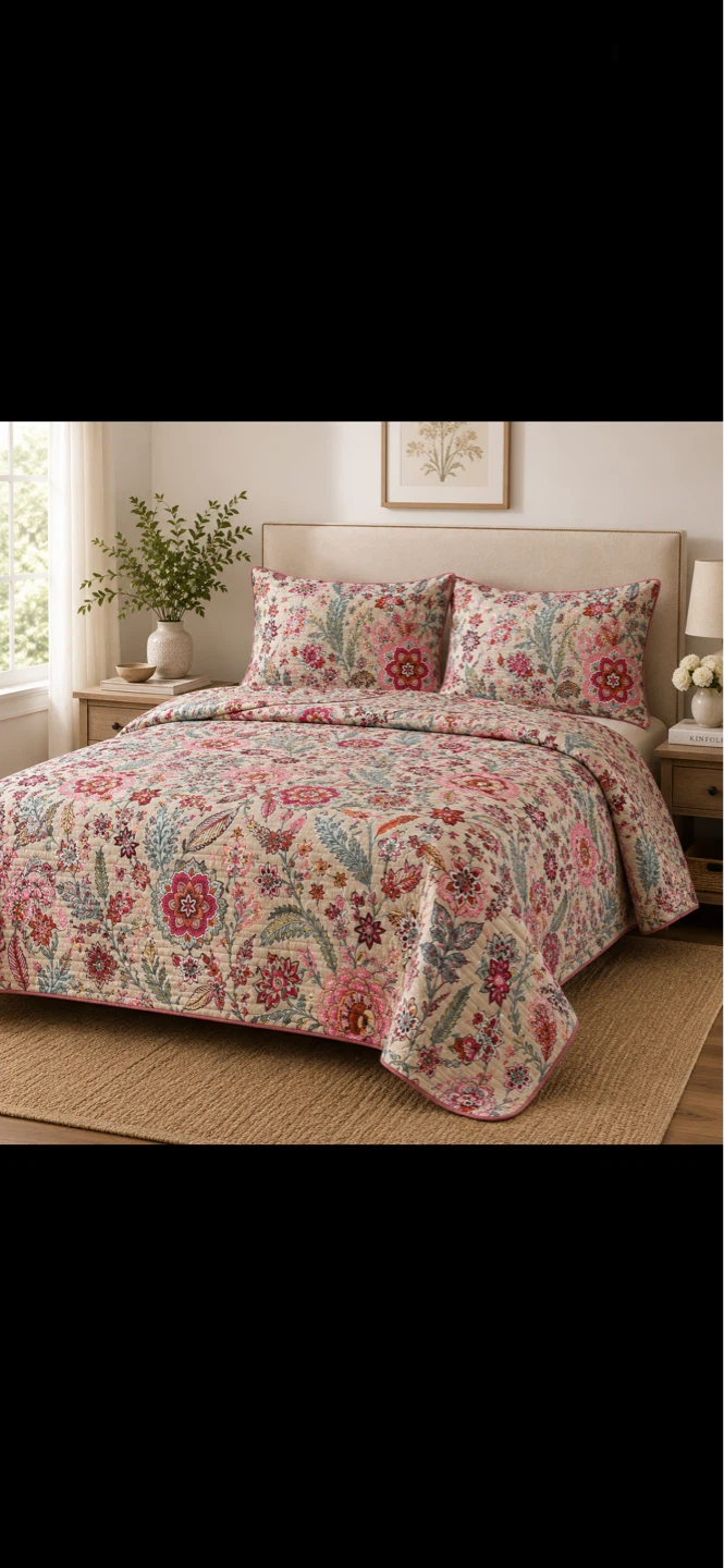 King size cotton bedsheet Pillow Shams - photo 2