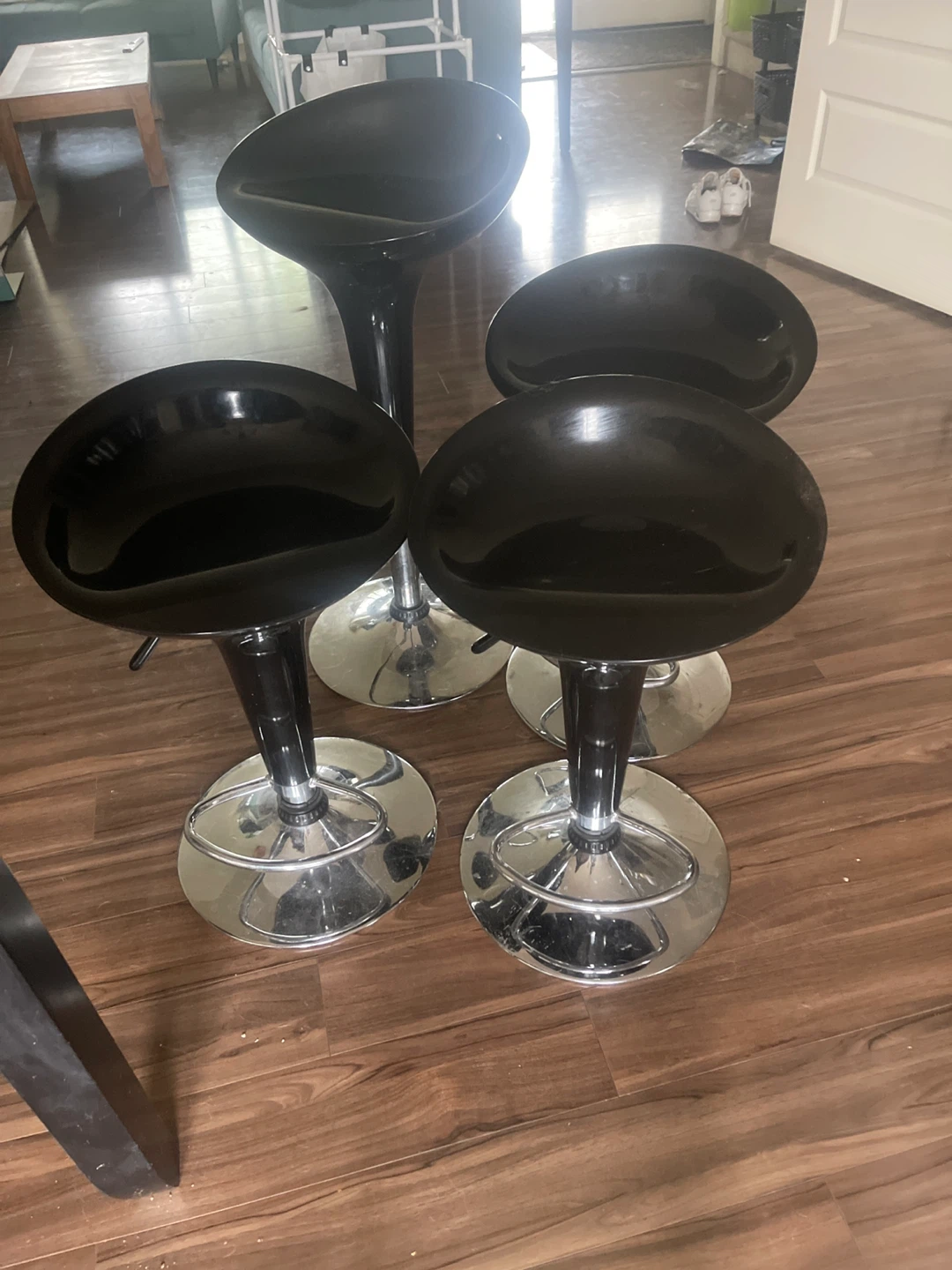 Set of 4 Black Adjustable Bar Stools