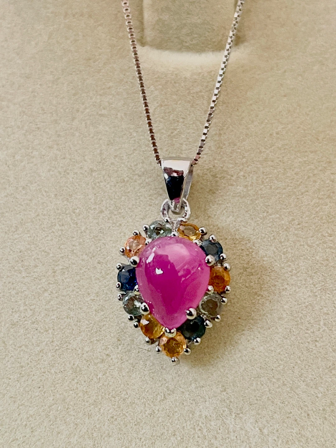 Ruby , Sapphire & white Topaz Necklace and Earrings - photo 2