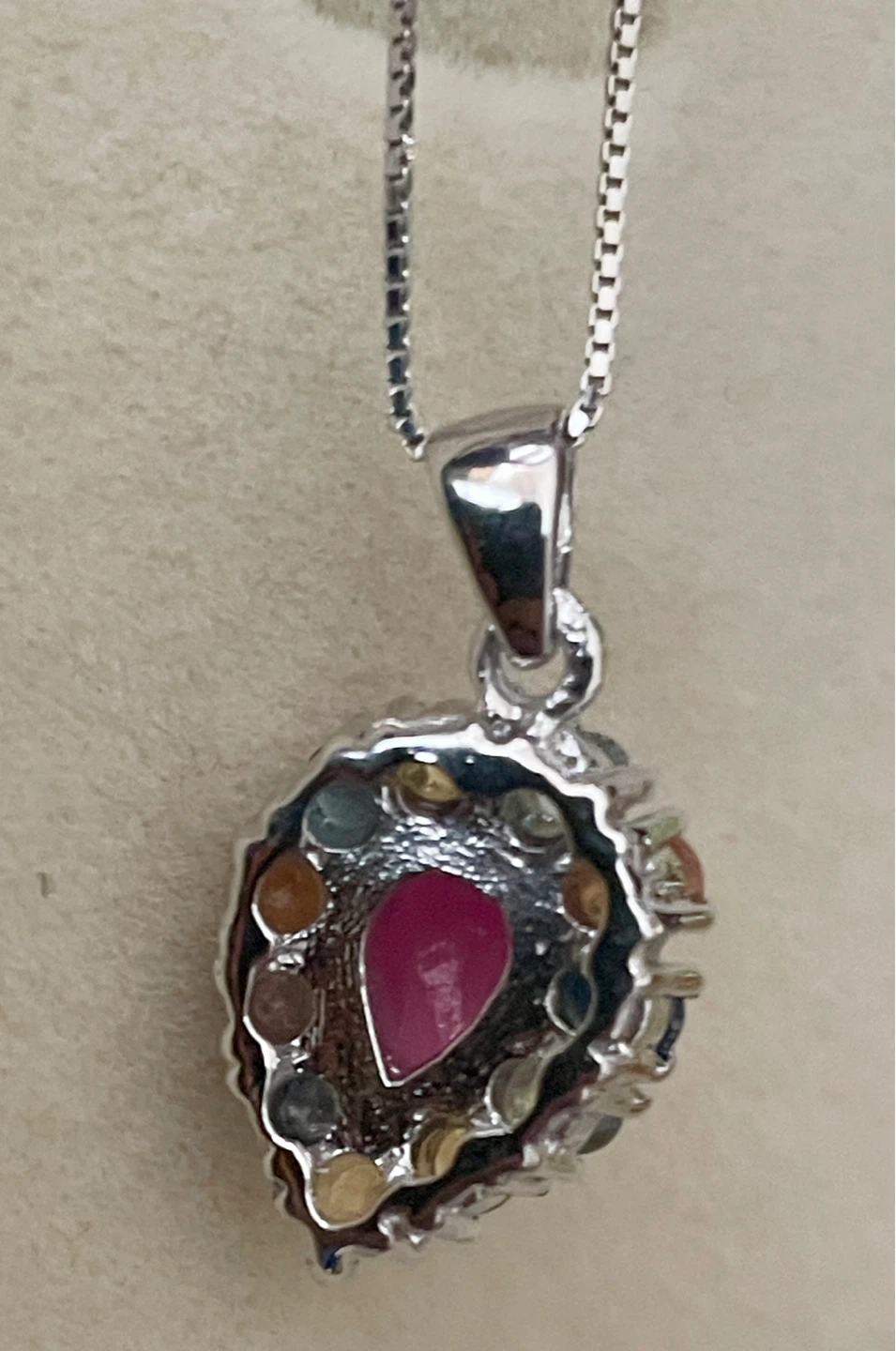 Ruby , Sapphire & white Topaz Necklace and Earrings - photo 3
