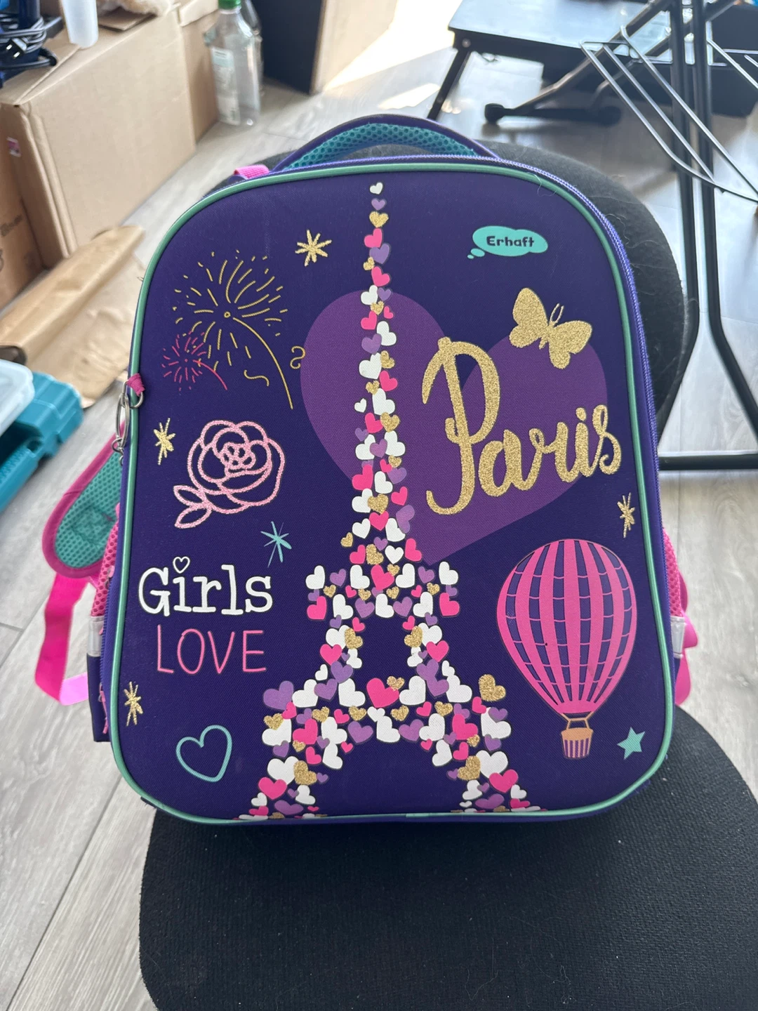 Erhaft Purple Paris Backpack for school