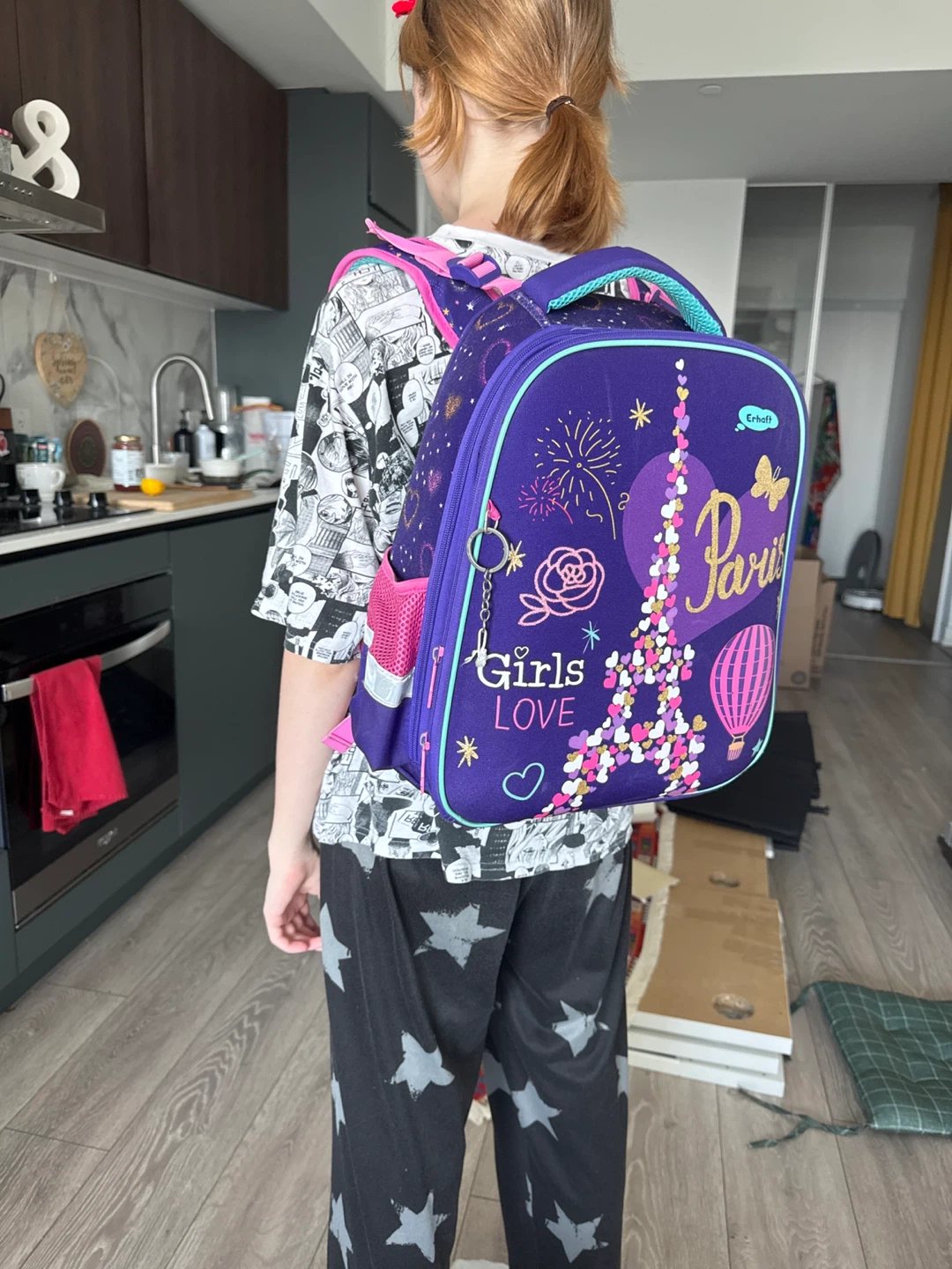Erhaft Purple Paris Backpack for school - photo 3