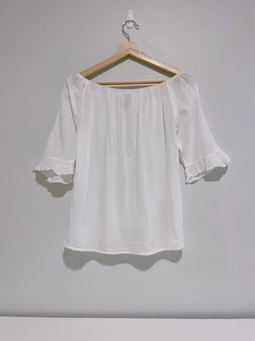 Women’s White  Blouse with Lace Trim - Size S - photo 2