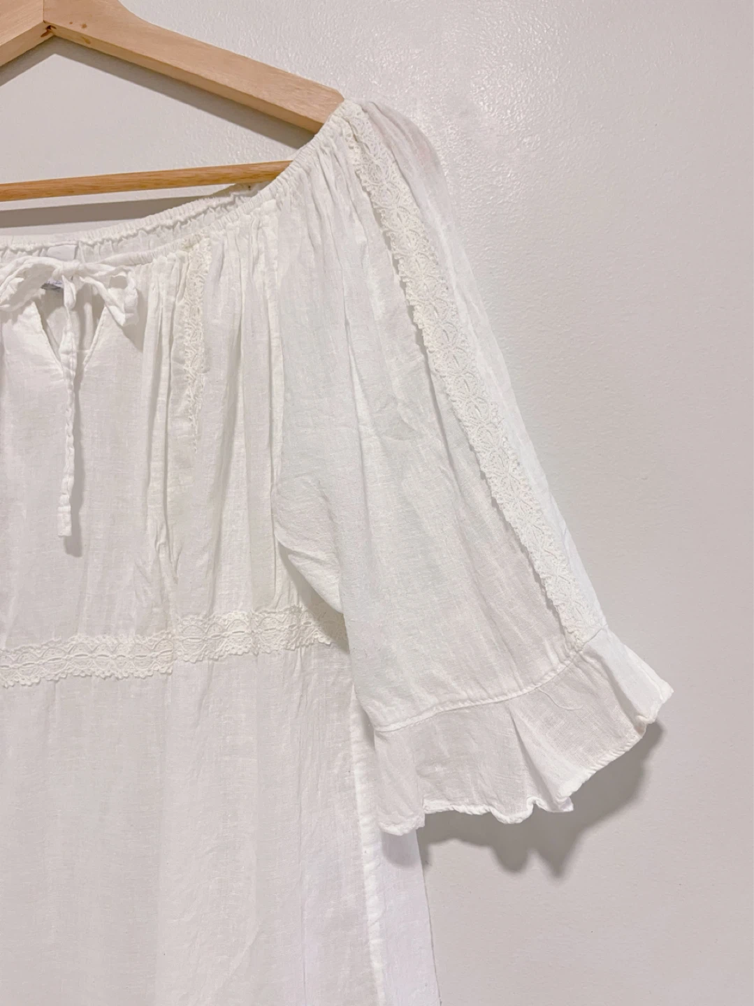 Women’s White  Blouse with Lace Trim - Size S - photo 4