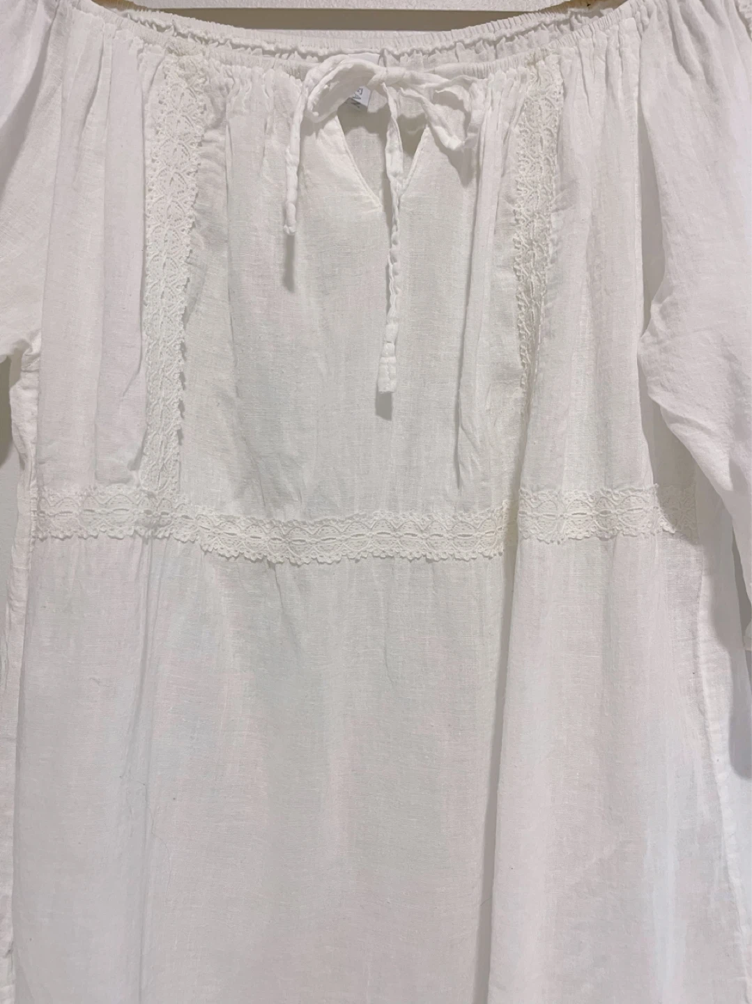 Women’s White  Blouse with Lace Trim - Size S - photo 3