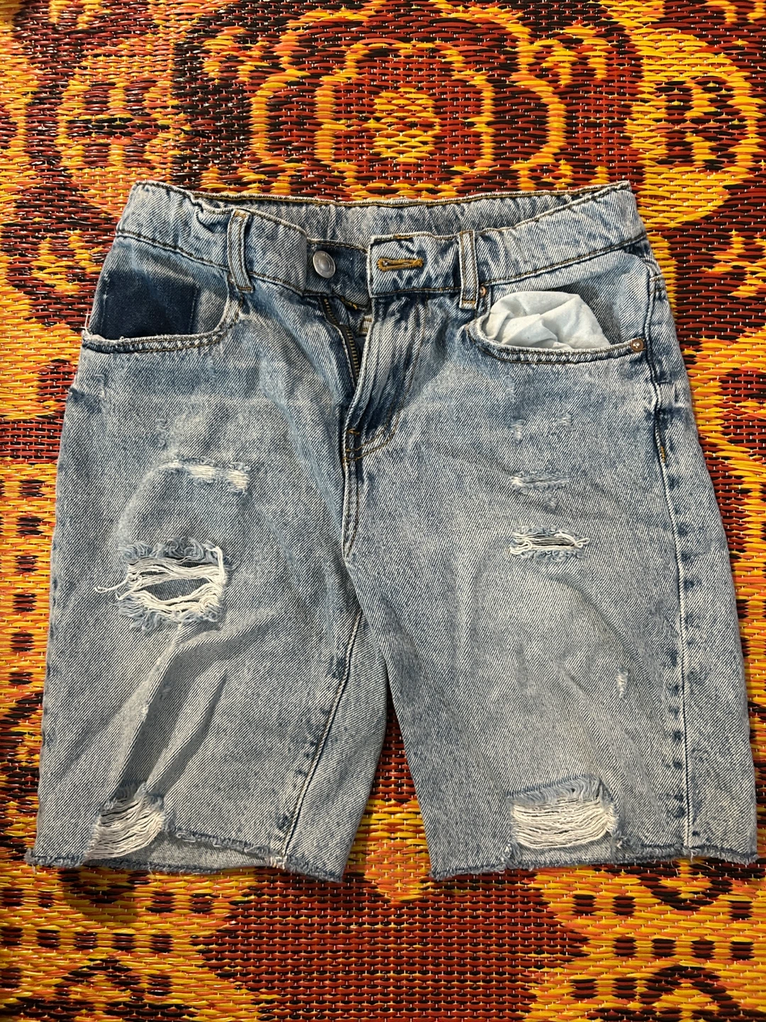 Light Wash Denim Shorts with Rips