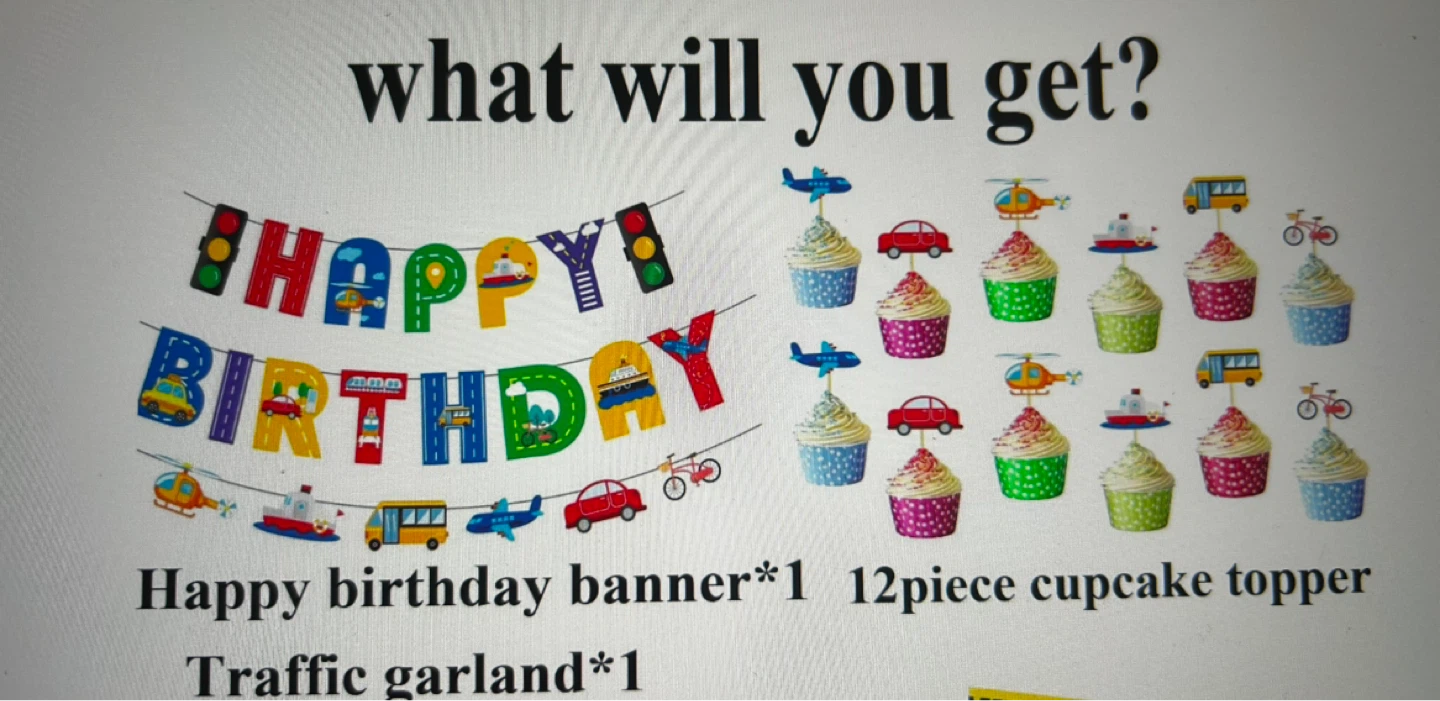 Traffic themed Banner, Garland & Cupcake Toppers - photo 2