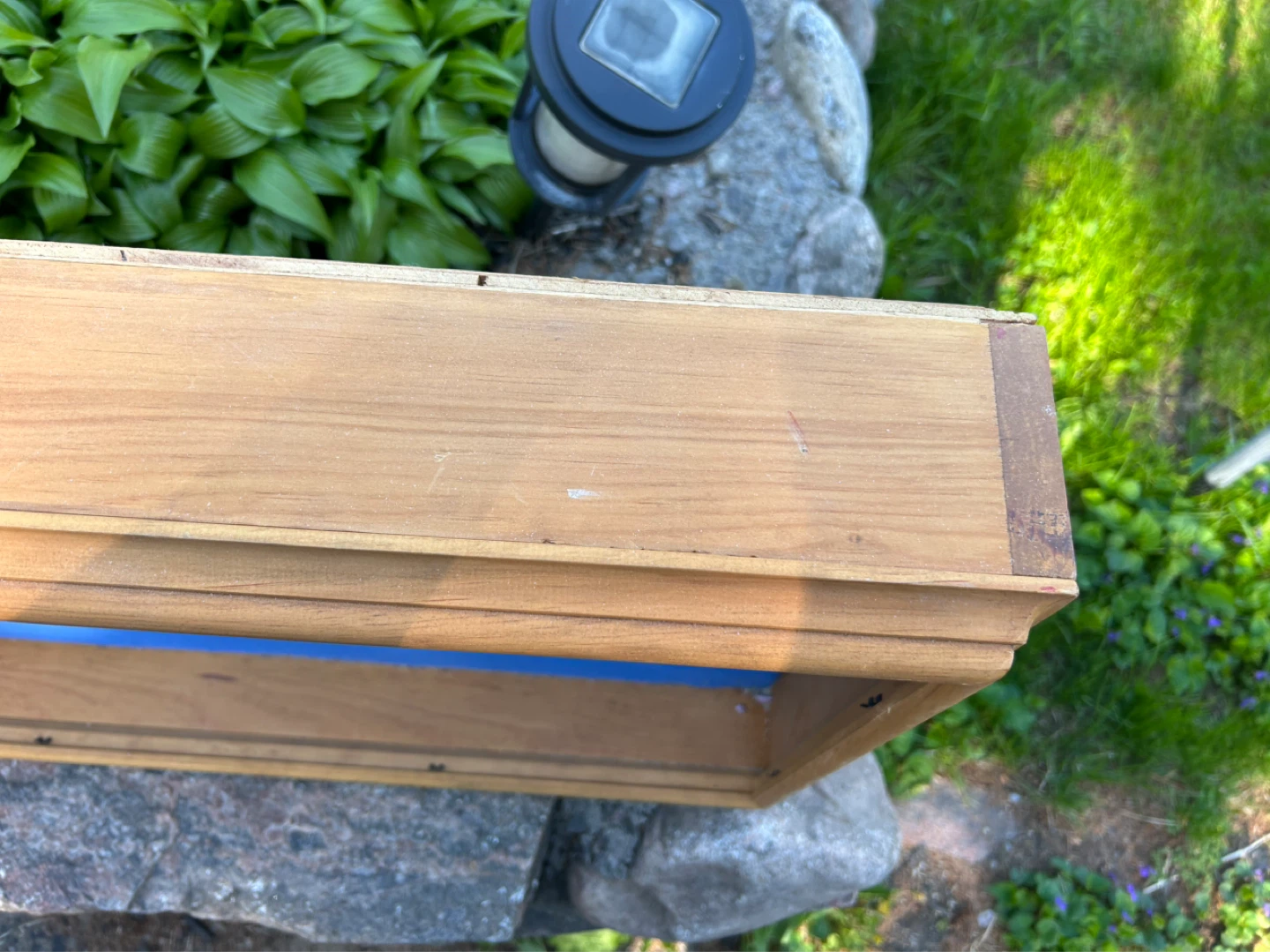 Wooden Shadow Box Frame with Blue Fabric Backing - photo 3