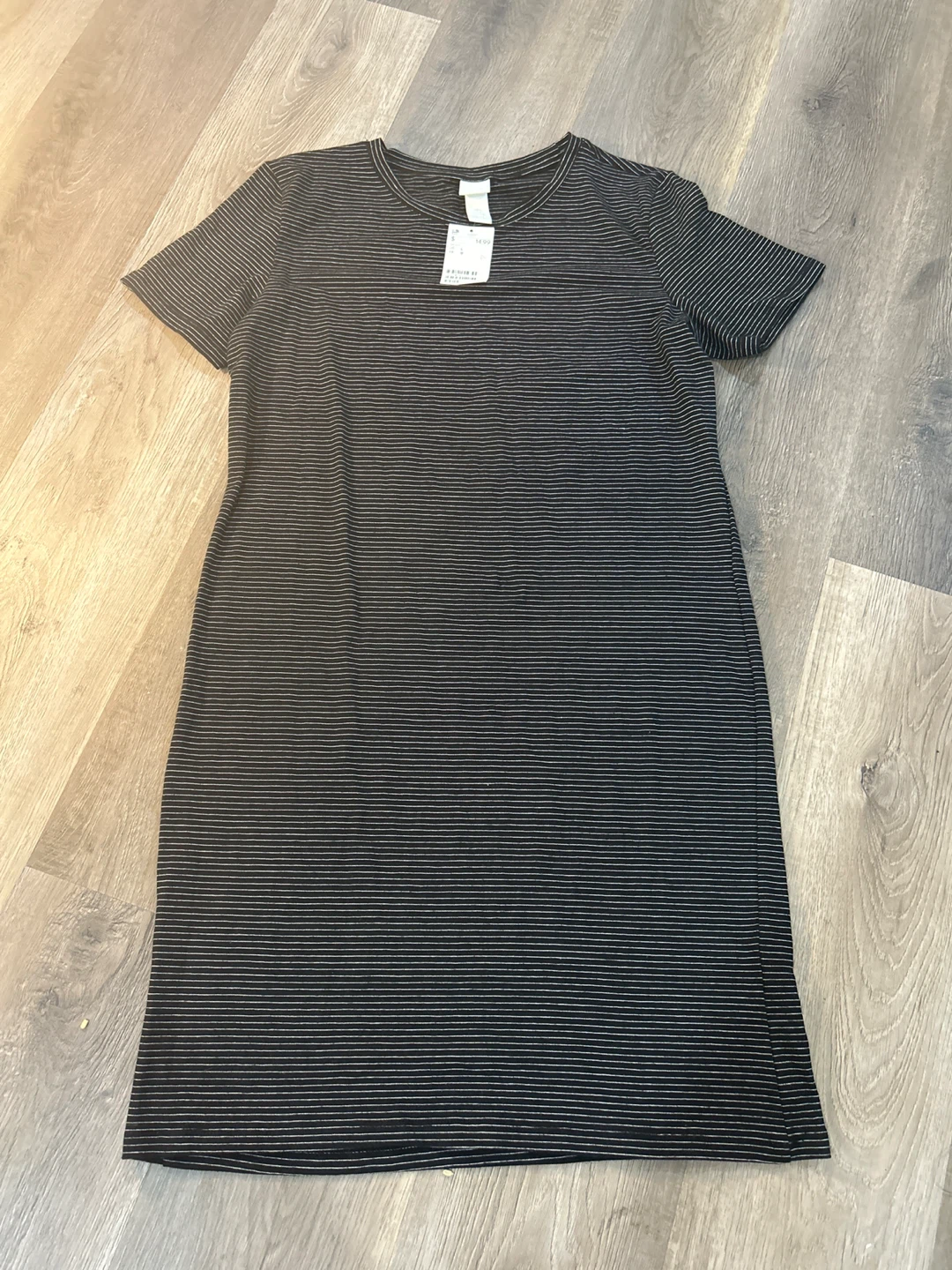 H&M Striped Short Sleeve T-Shirt Dress - Black/White - Size L