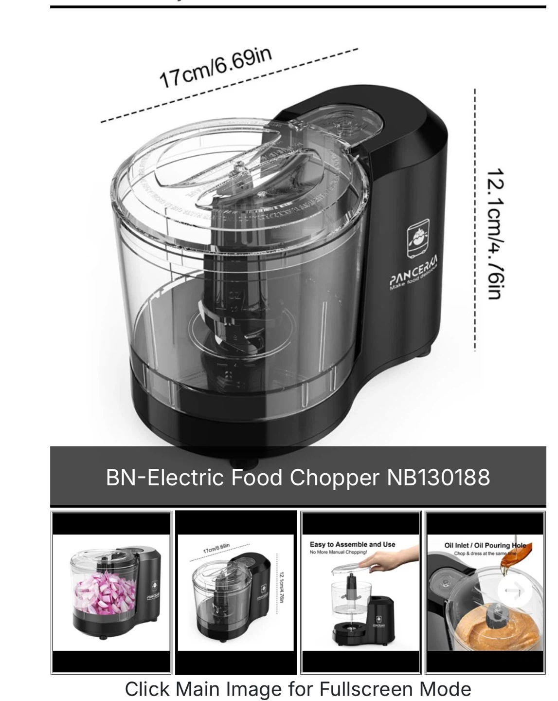 PANCERA Electric Food Chopper NB130188 - photo 2