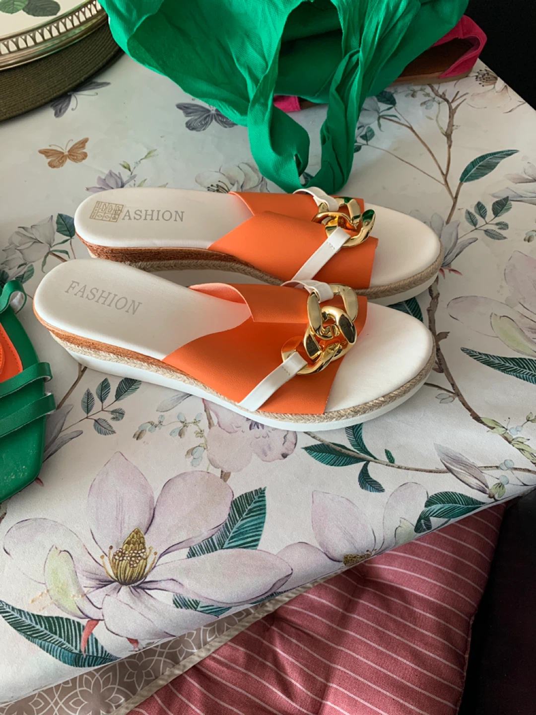 Women's Orange Espadrille Wedge Sandals - photo 2