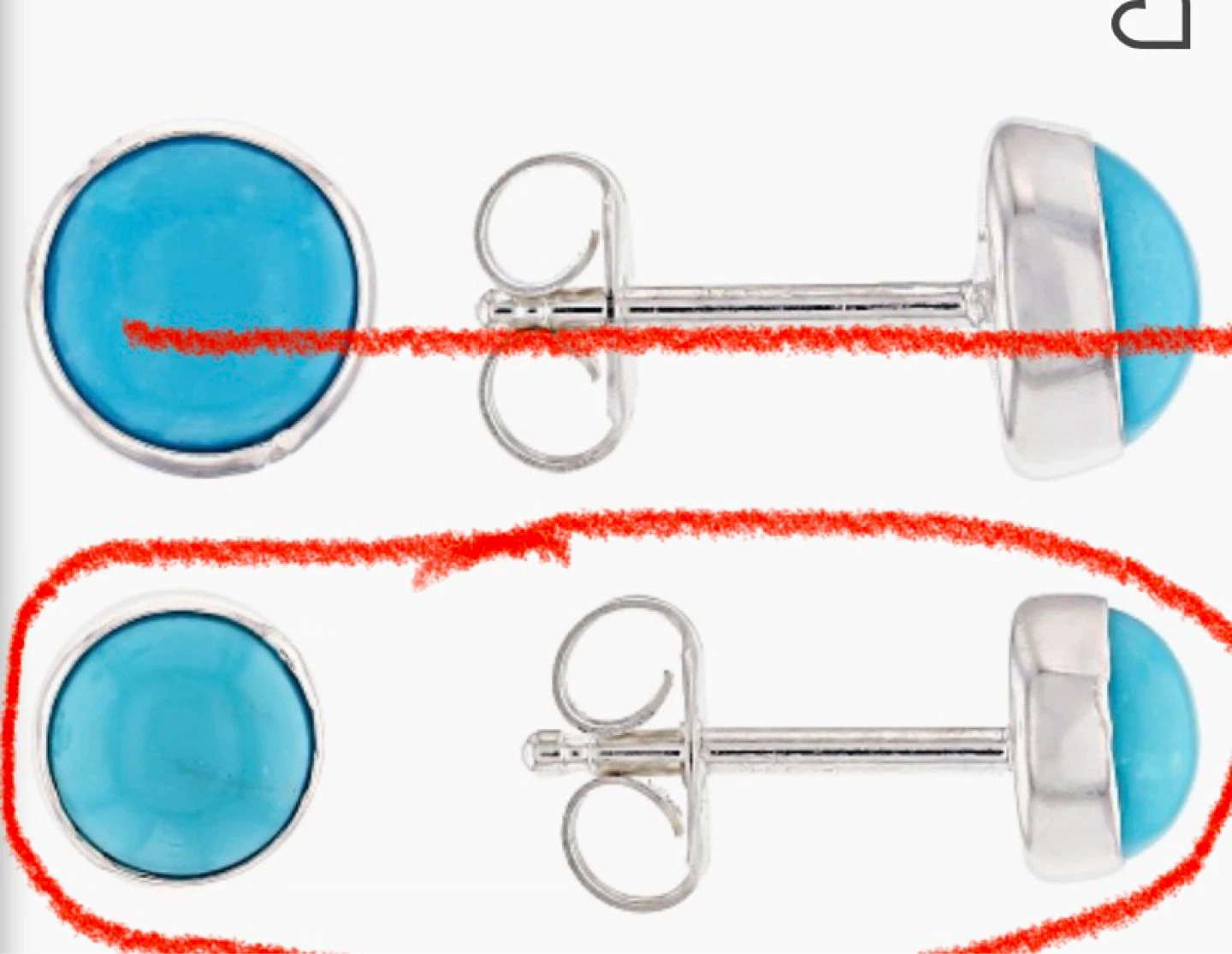 Turquoise Bezel Round Cabochon Stud Earrings