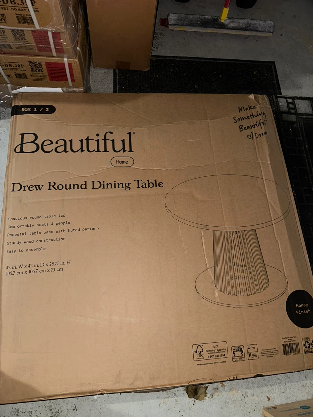 Brand New Drew Round Dining Table - Warm Honey Finish - photo 3