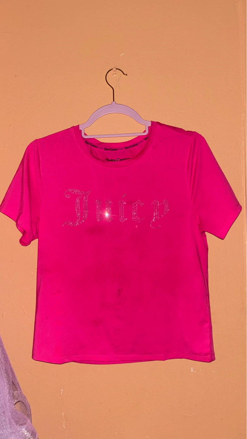 Juicy Couture Sport Pink Rhinestone Logo T-Shirt Size M