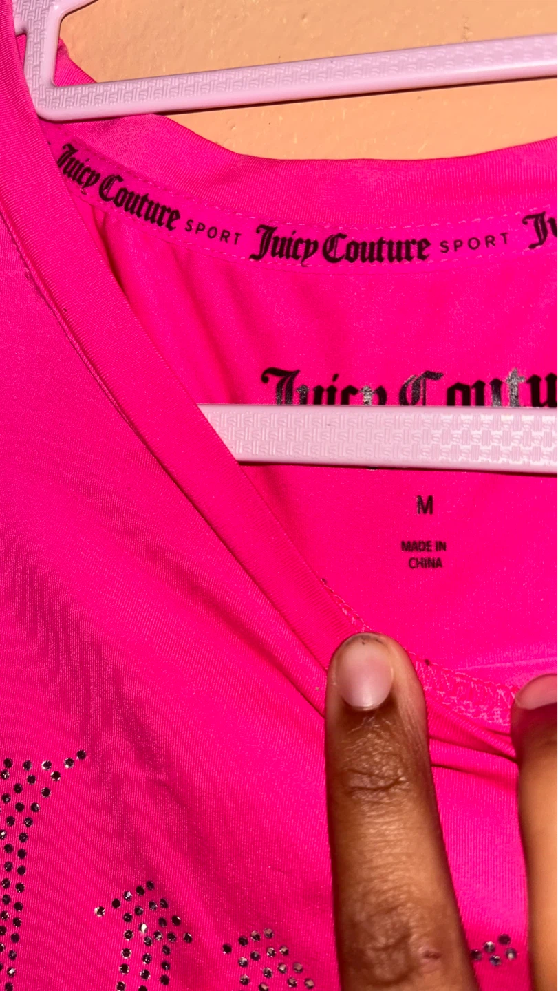 Juicy Couture Sport Pink Rhinestone Logo T-Shirt Size M - photo 2