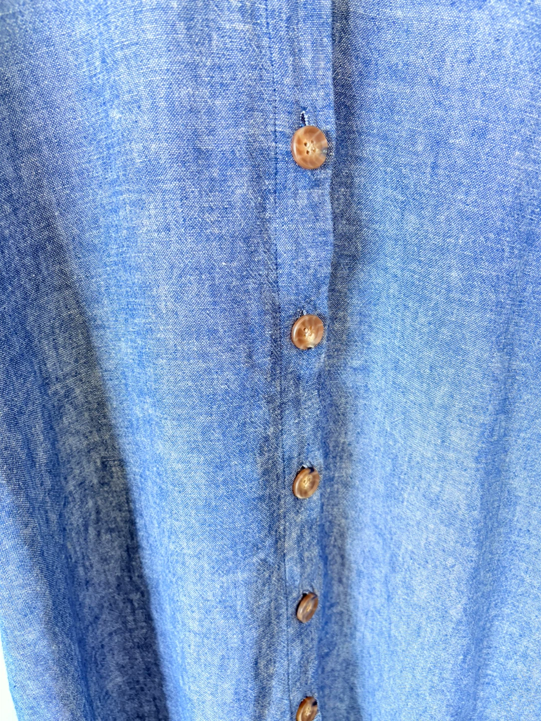 Old Navy Blue Linen Blend Button-Front Midi Dress - photo 5