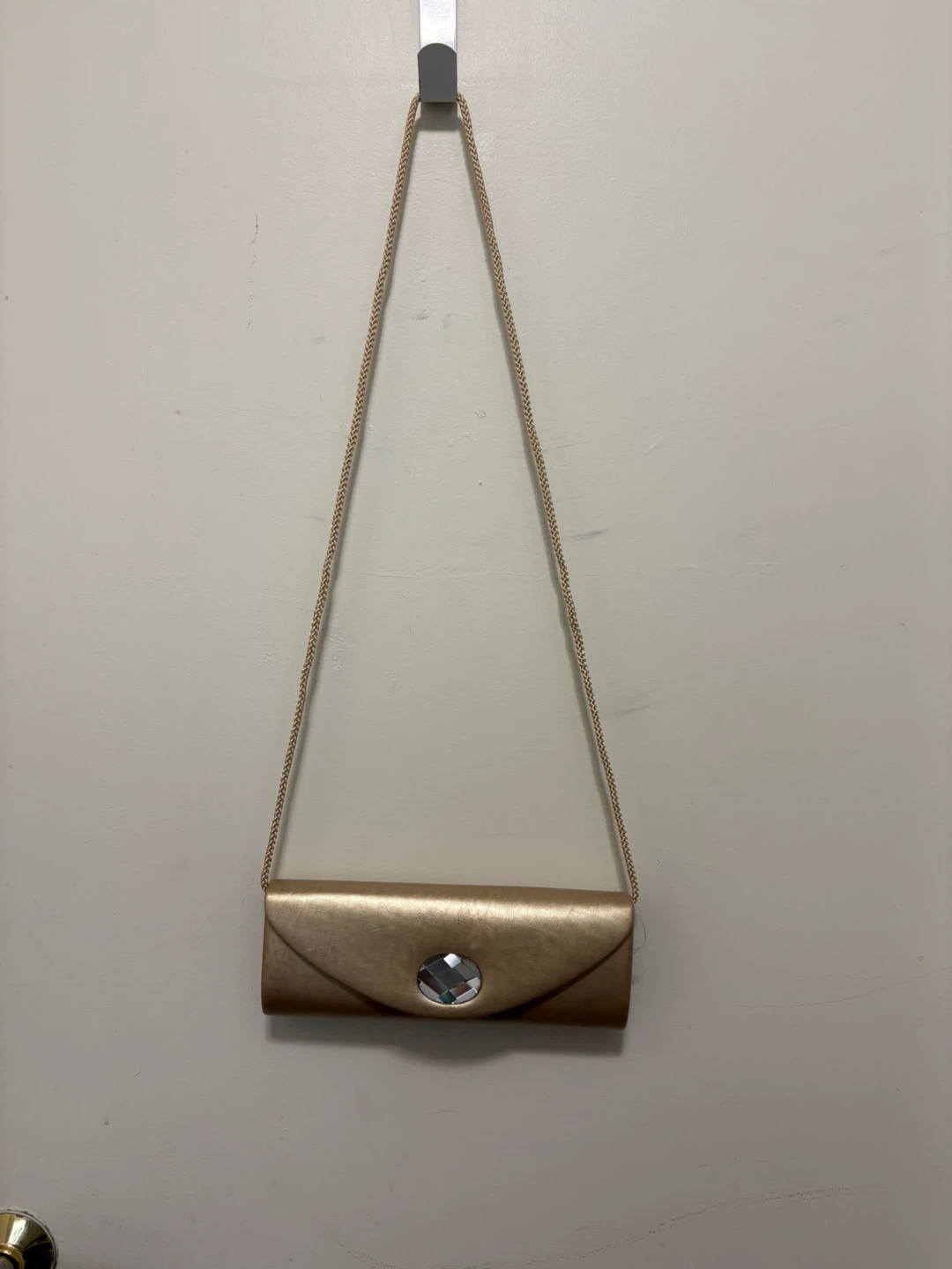 Gold Clutch Purse with Jewel Accent