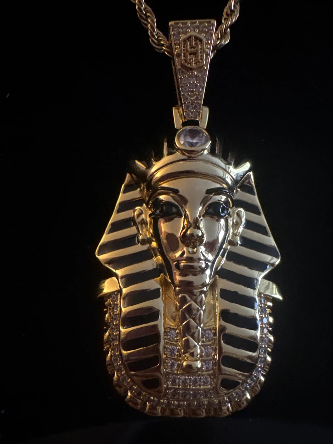 New 18K Gold SS Hello Ice King Tut Pendant Necklace - photo 4