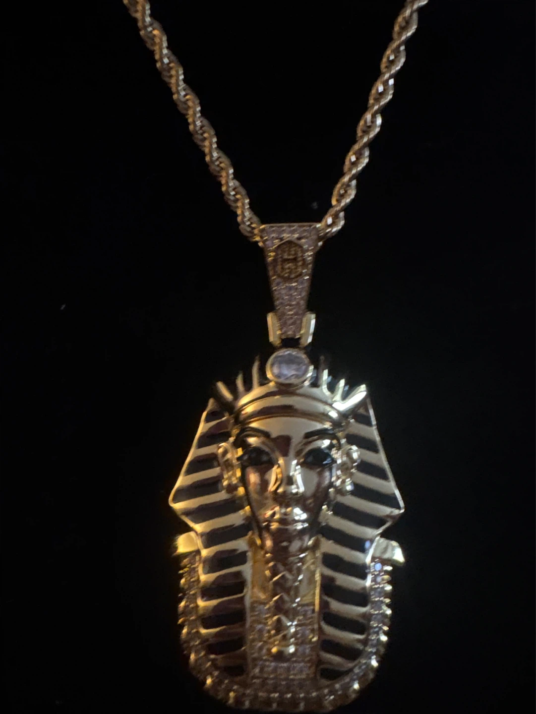 New 18K Gold SS Hello Ice King Tut Pendant Necklace - photo 5