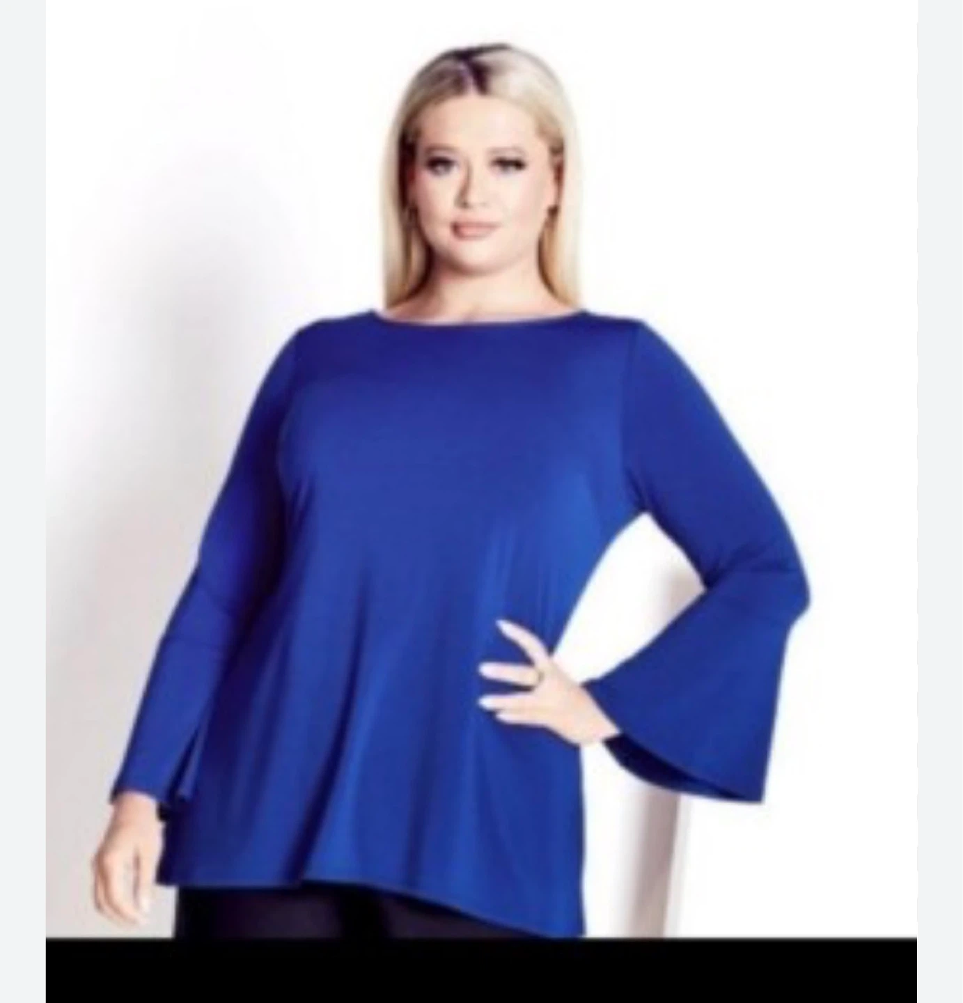 Royal Blue Bell Sleeve Top