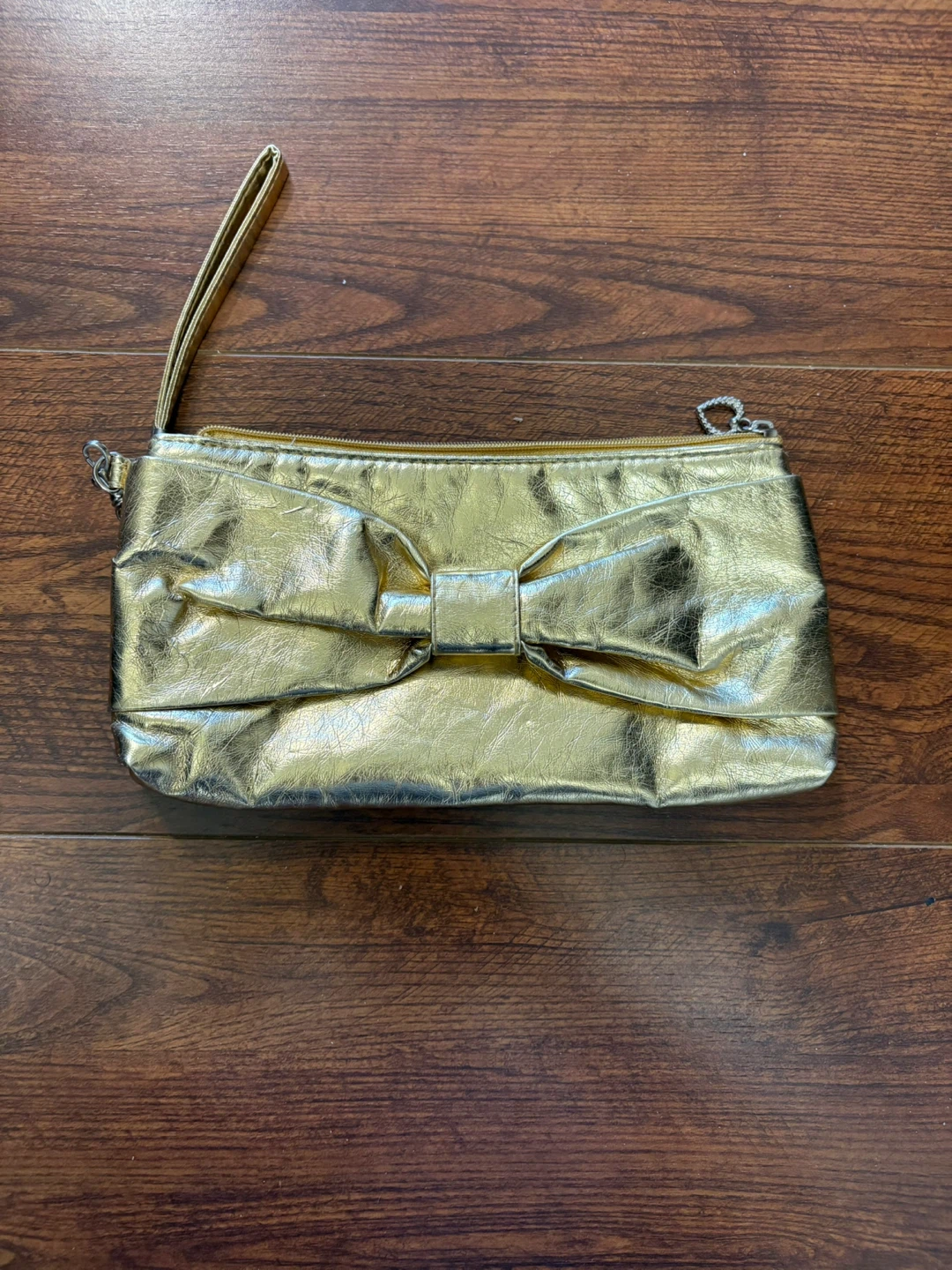 Gold Bow Clutch Bag with Heart Charm