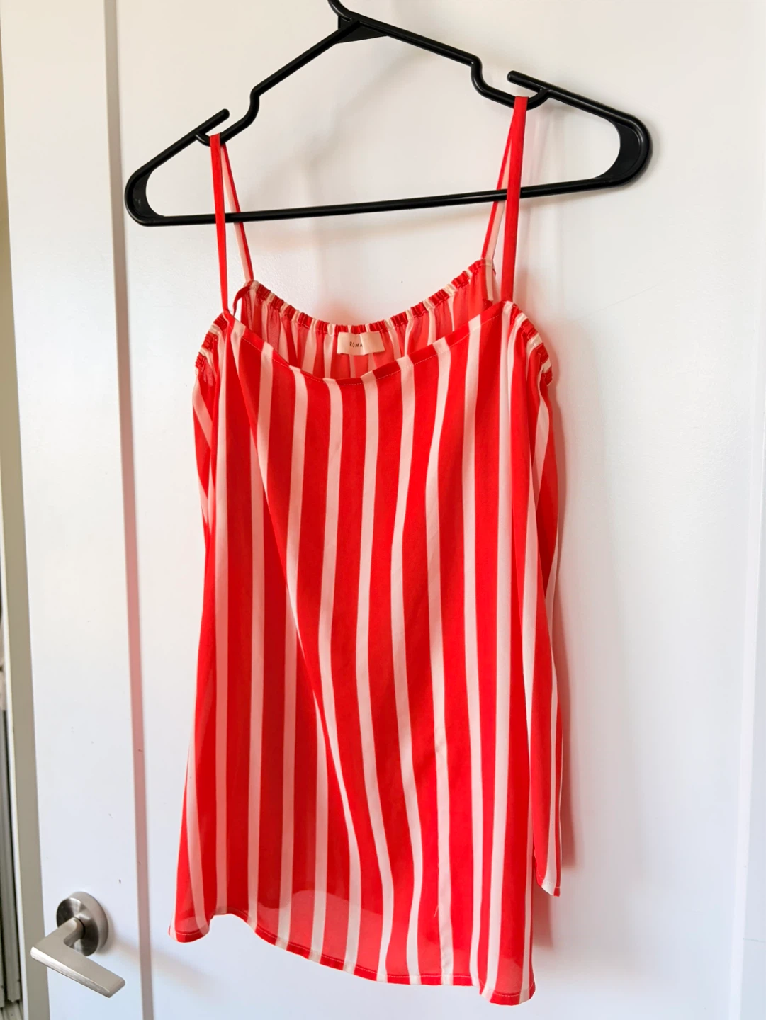 Red and White Striped Off-the-Shoulder Blouse