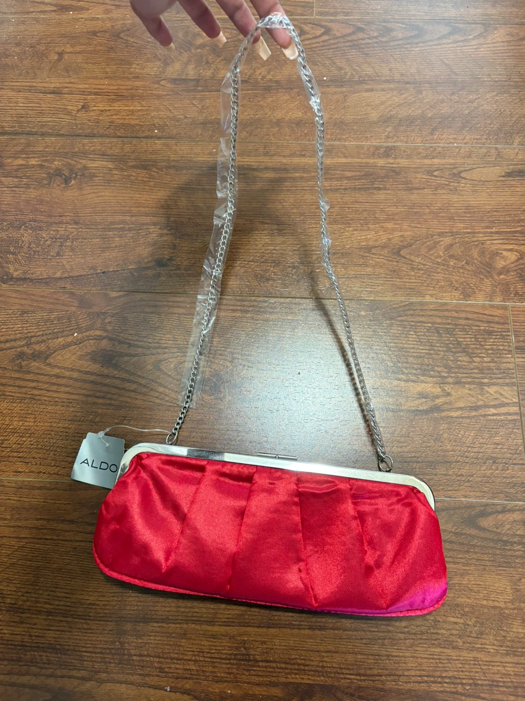Aldo Red Clutch with Silver Chain - photo 2