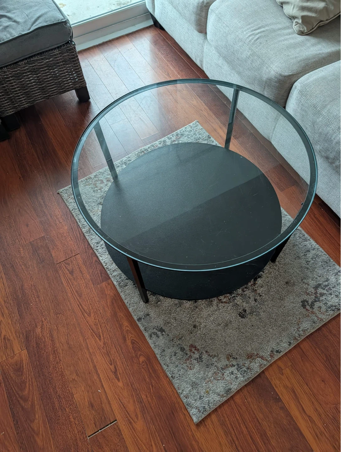 Round Coffee Table with Glass Top