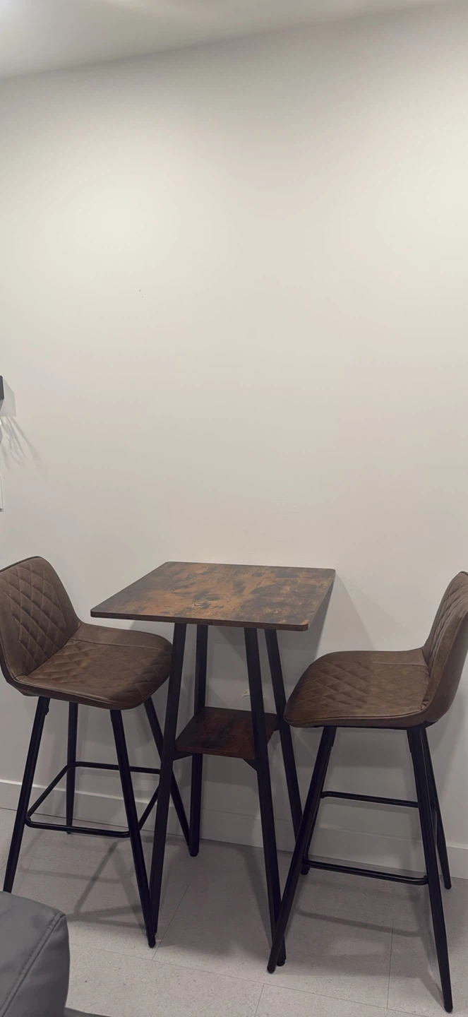 Square Bar Table and 2 Chairs Set