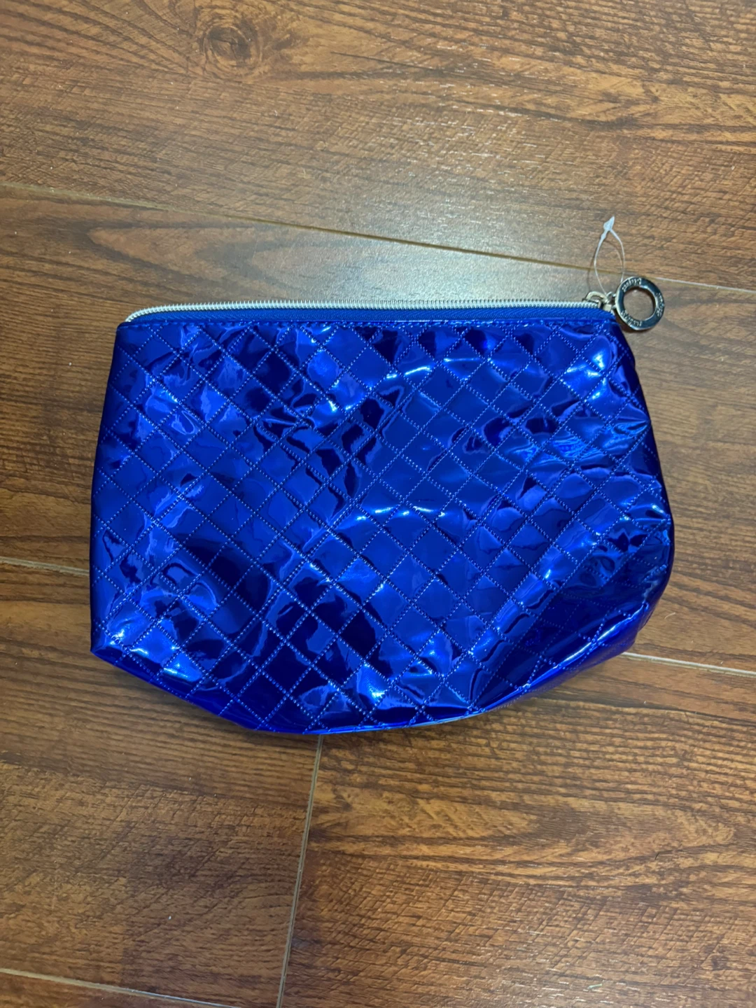 Blue Quilted Cosmetic Bag Pouch