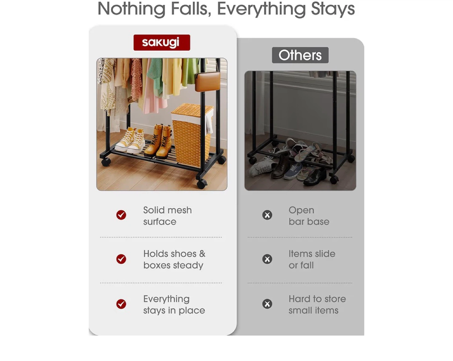 Sakugi Double Clothes Rack with Wheels - photo 5