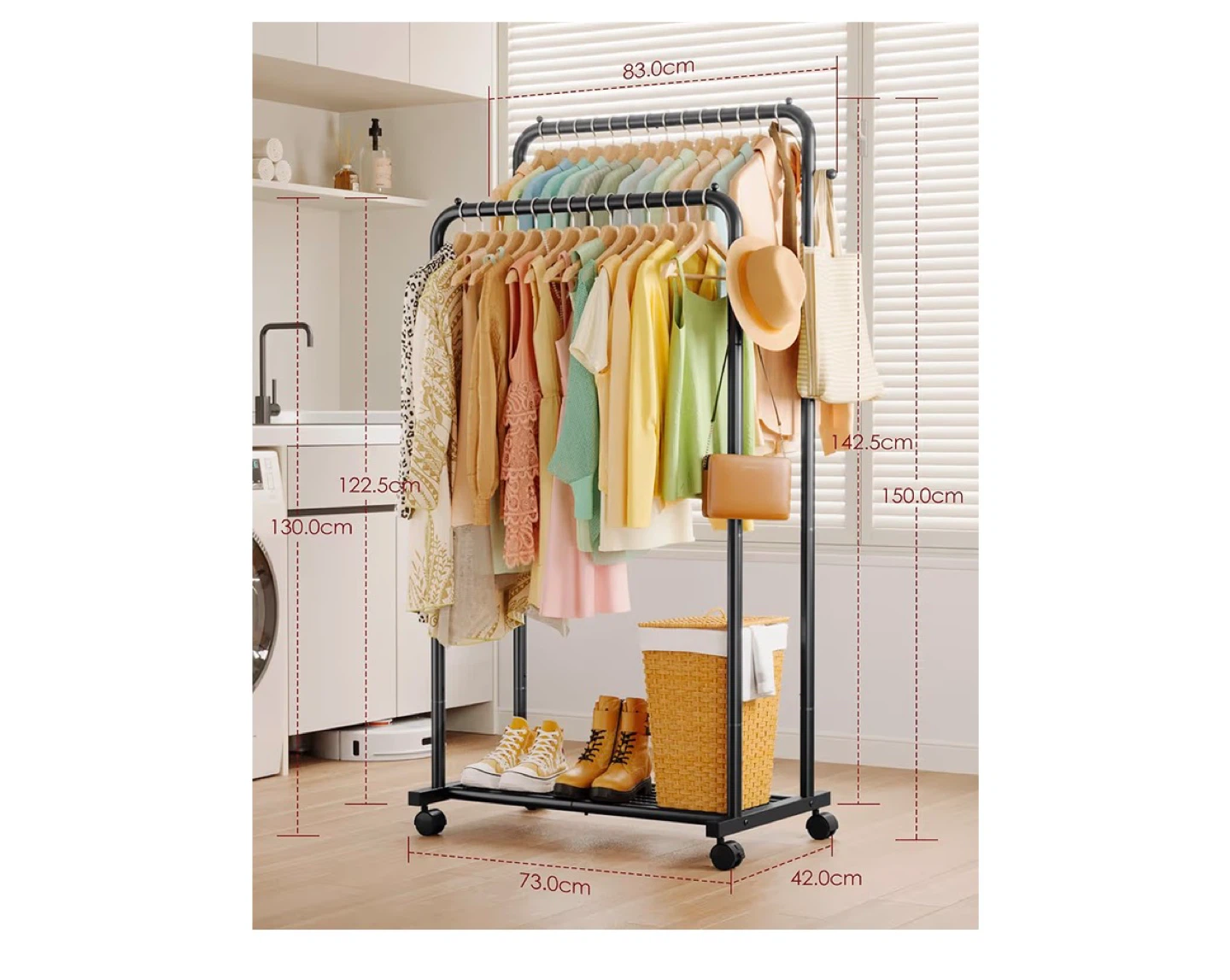 Sakugi Double Clothes Rack with Wheels - photo 4