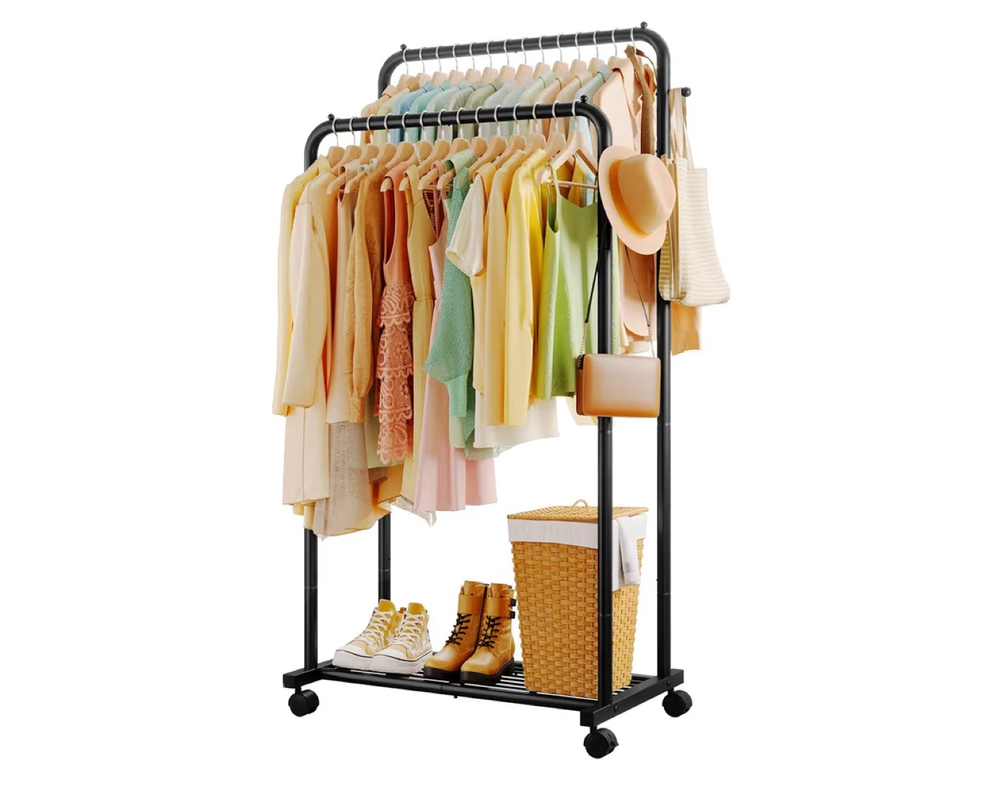 Sakugi Double Clothes Rack with Wheels