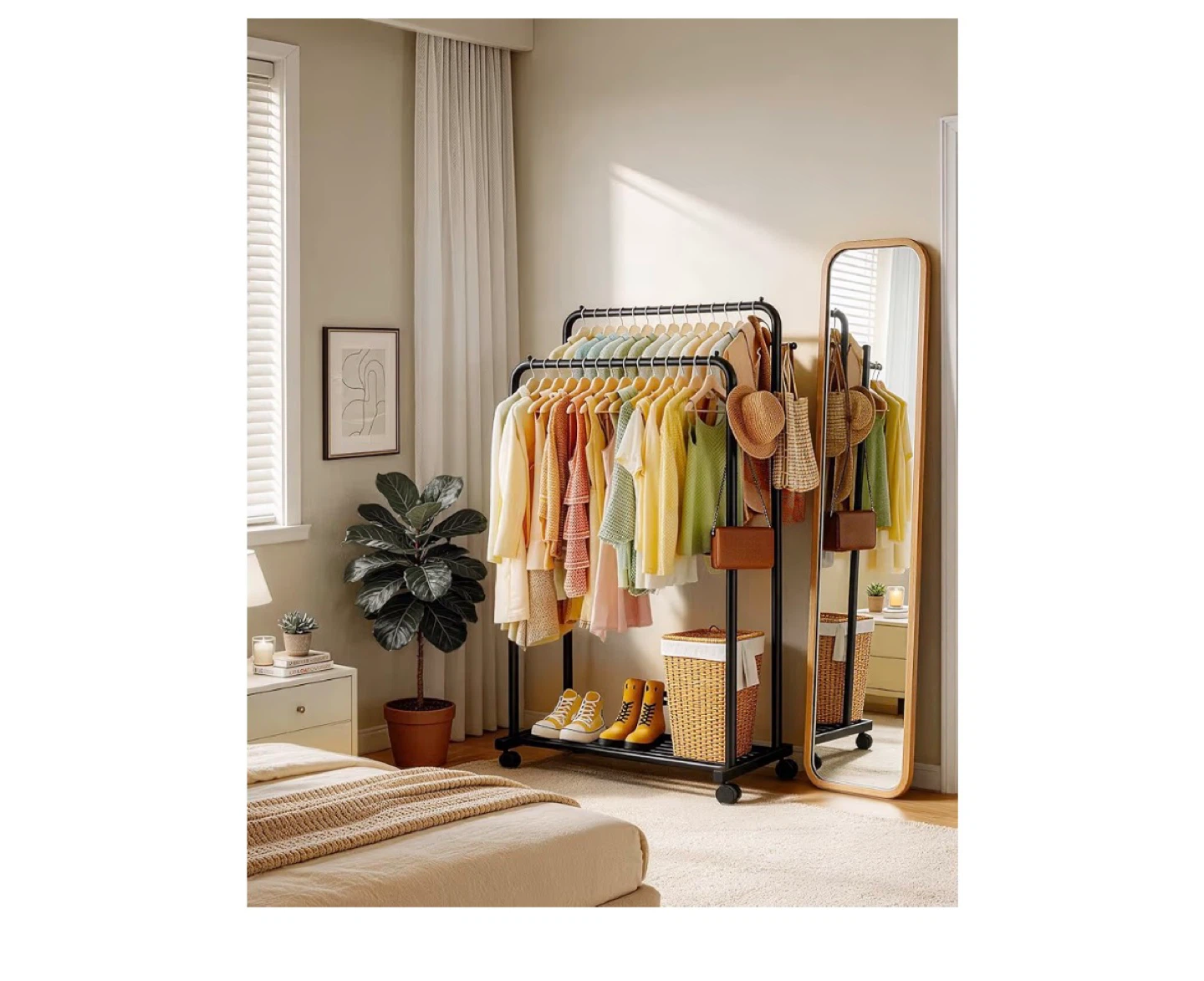 Sakugi Double Clothes Rack with Wheels - photo 2