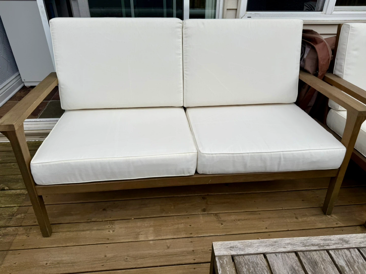 Outdoor Patio Sofa and Chair Set with White Cushions