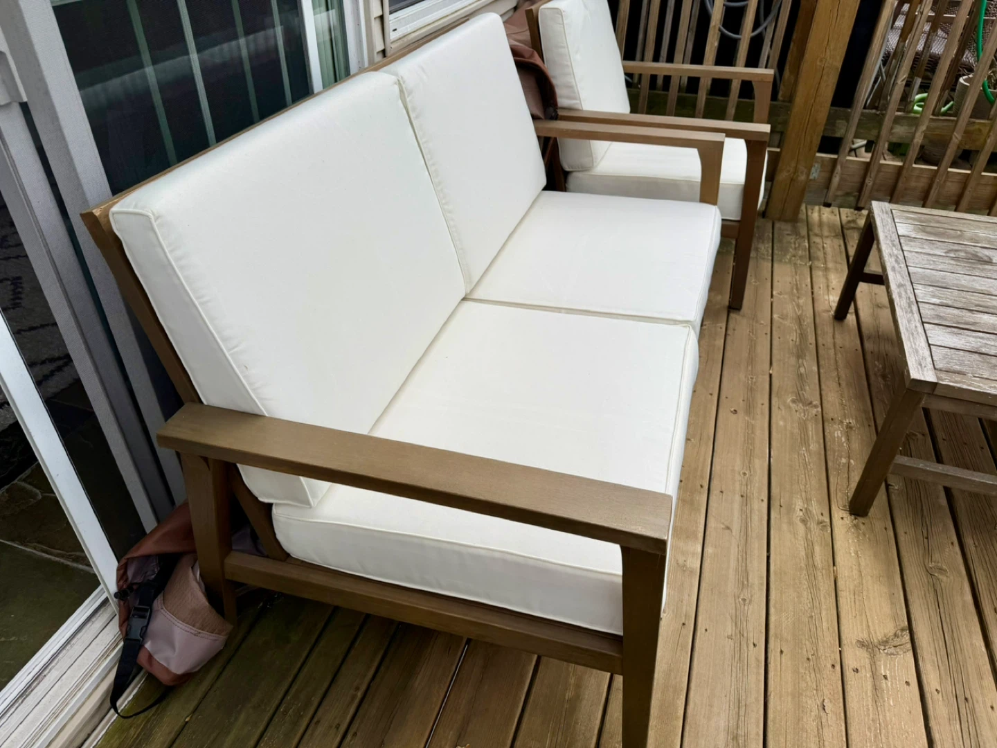 Outdoor Patio Sofa and Chair Set with White Cushions - photo 2