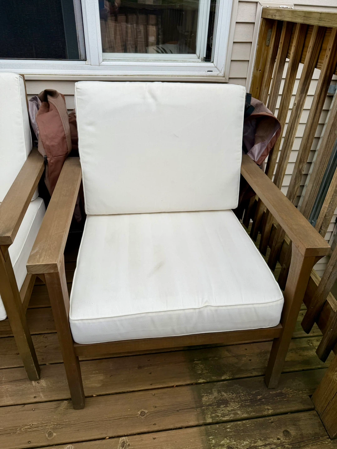 Outdoor Patio Sofa and Chair Set with White Cushions - photo 3