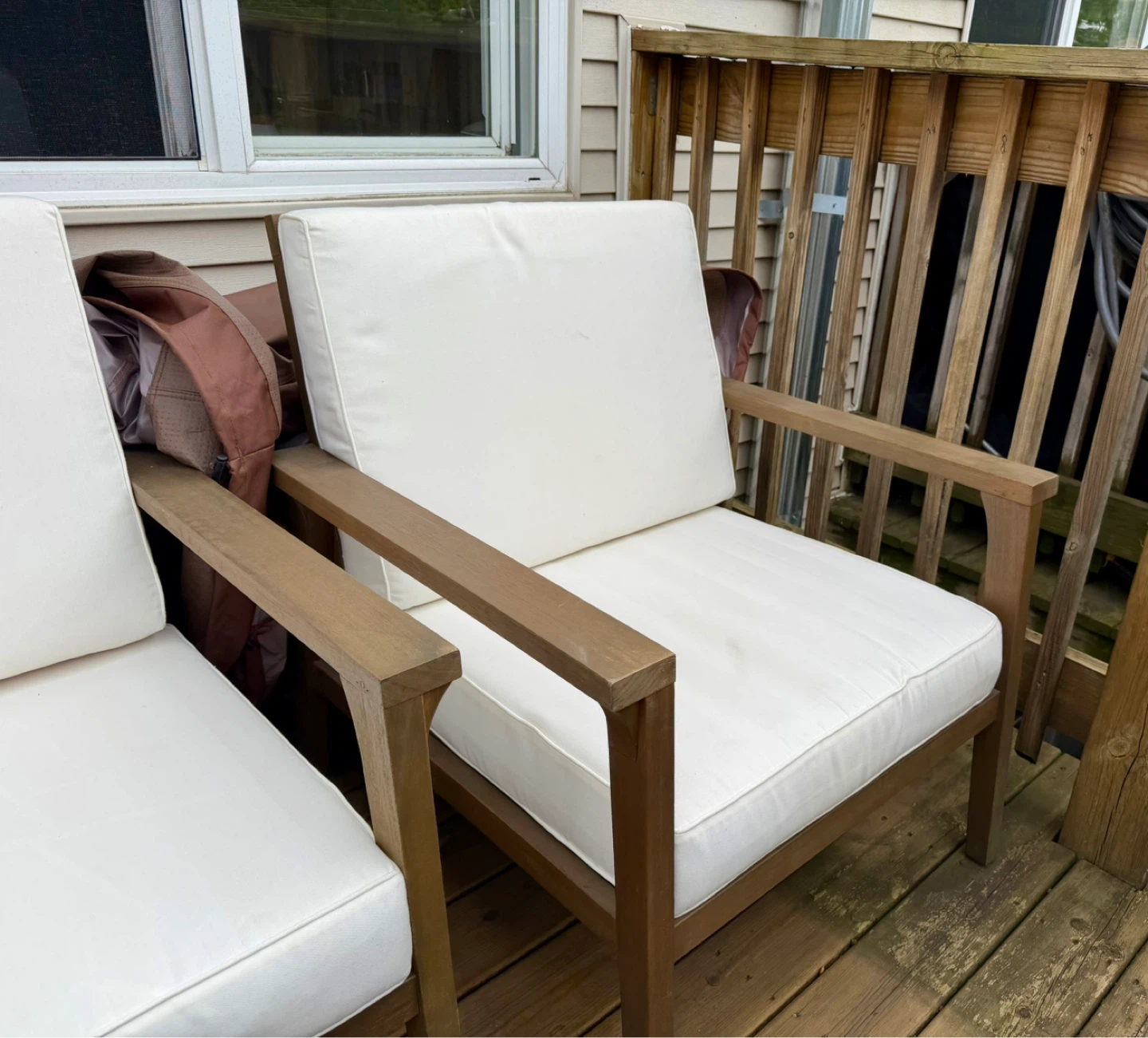 Outdoor Patio Sofa and Chair Set with White Cushions - photo 4