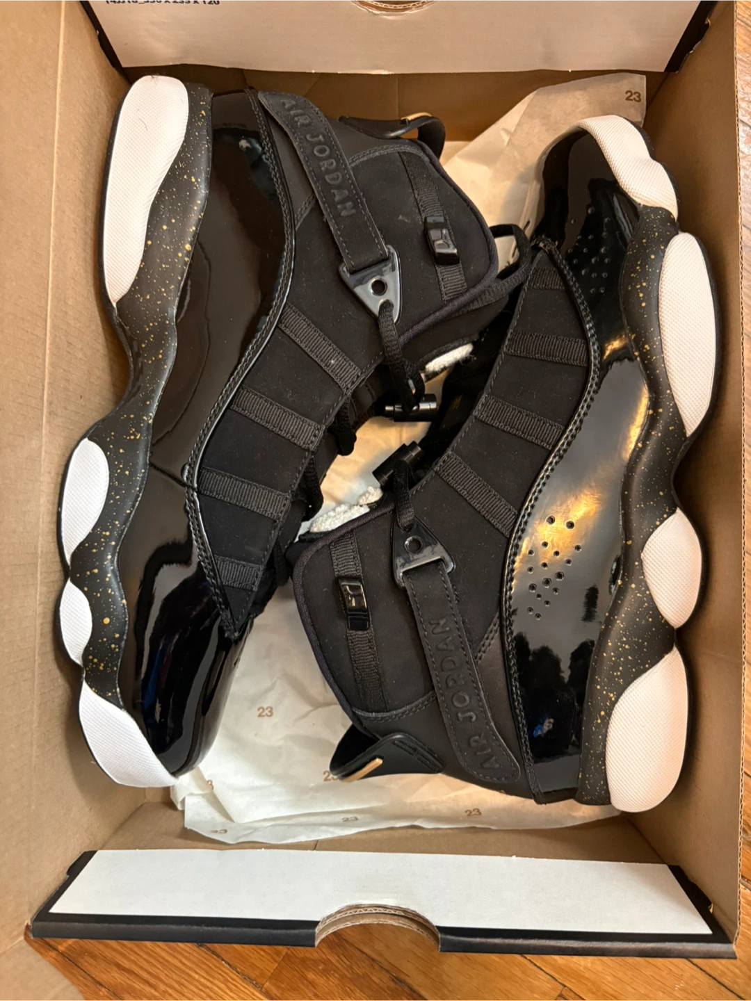 Air Jordan 6 Rings Black Patent Leather Sneakers
