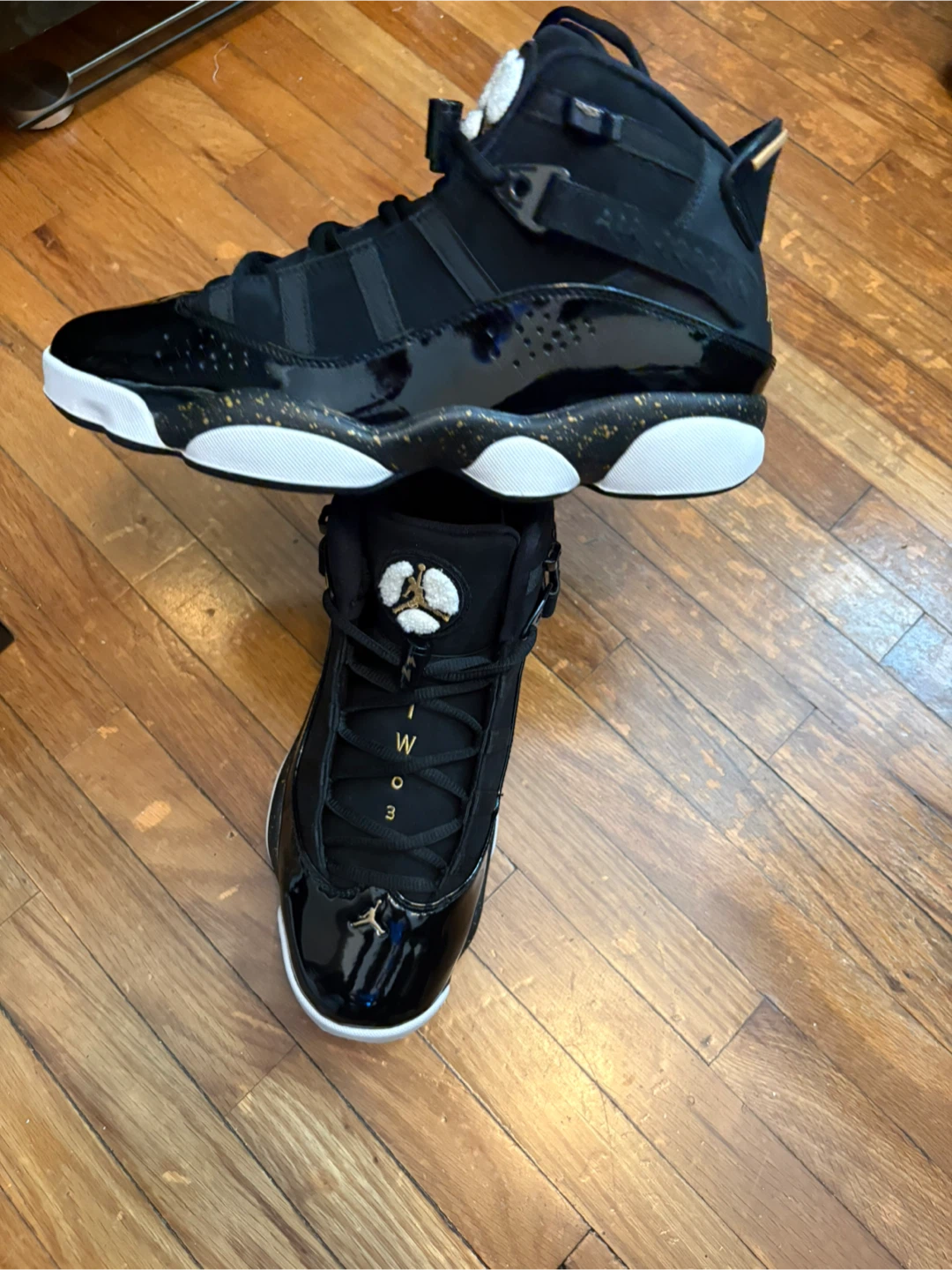 Air Jordan 6 Rings Black Patent Leather Sneakers - photo 3