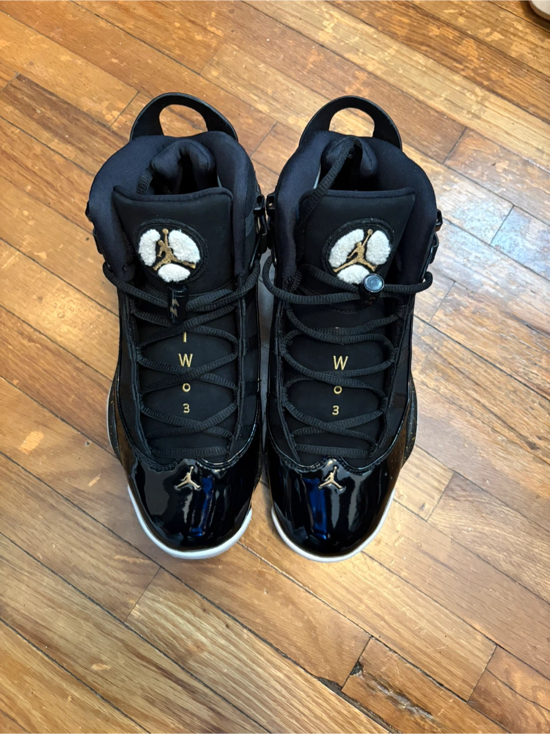Air Jordan 6 Rings Black Patent Leather Sneakers - photo 2