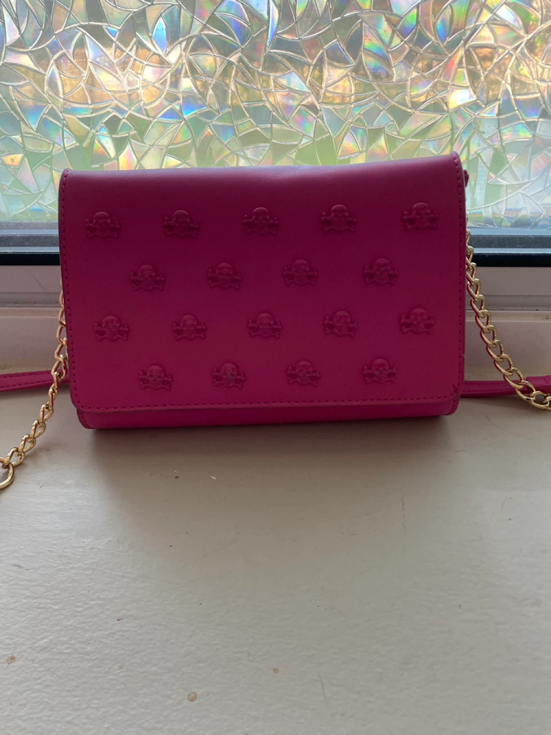 Betsey Johnson Pink Skull Crossbody Wallet