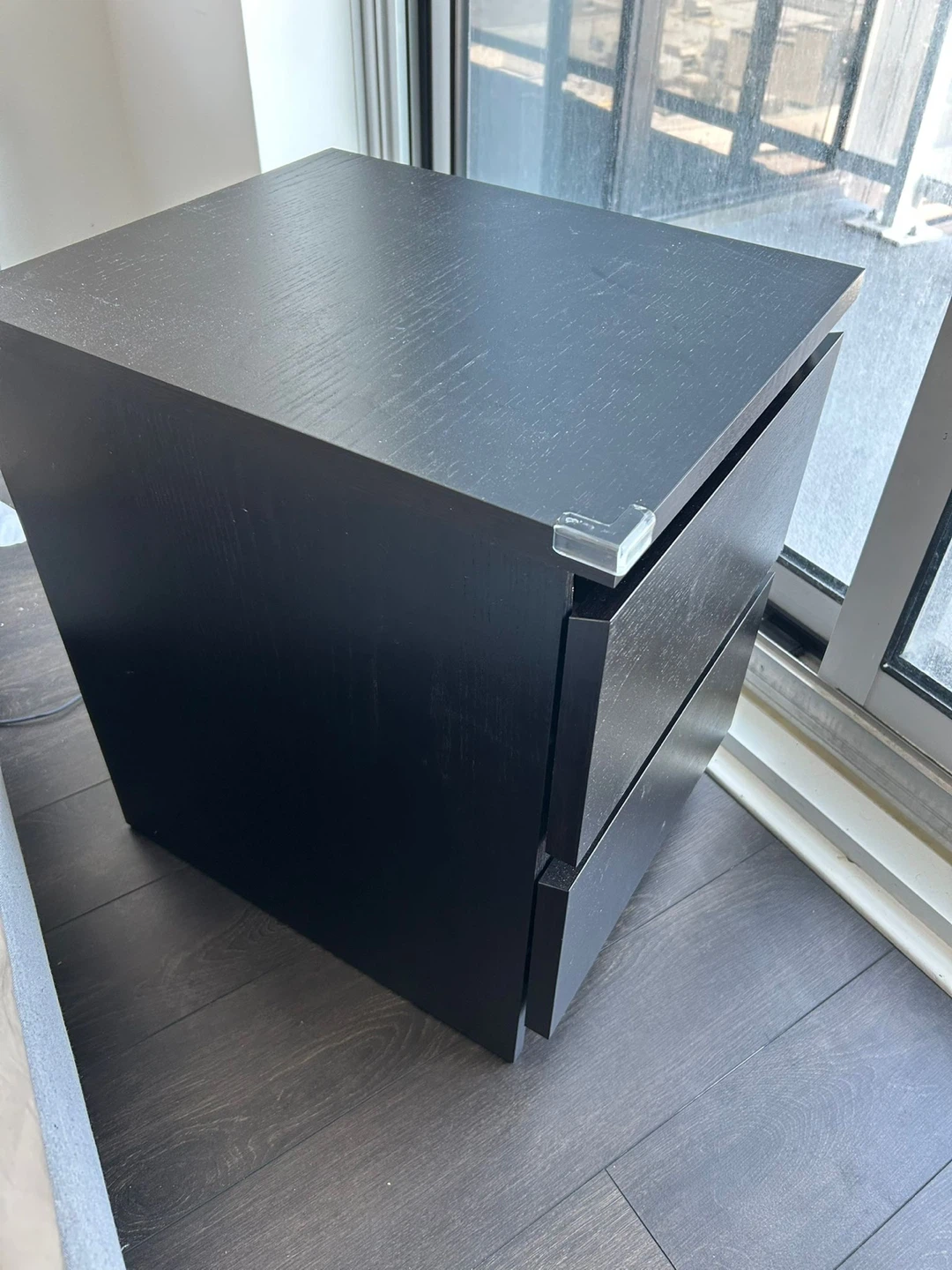 Black 2-Drawer Nightstand - photo 2