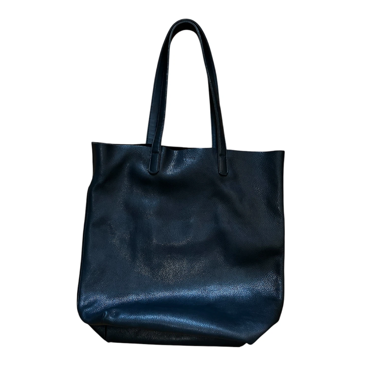 BAGGU Black Leather Tote Bag