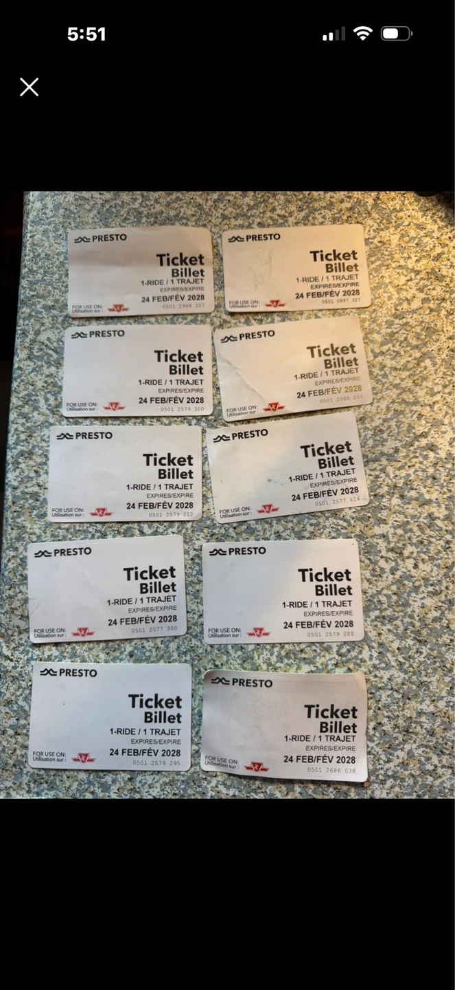 18 Presto Ticket Billets