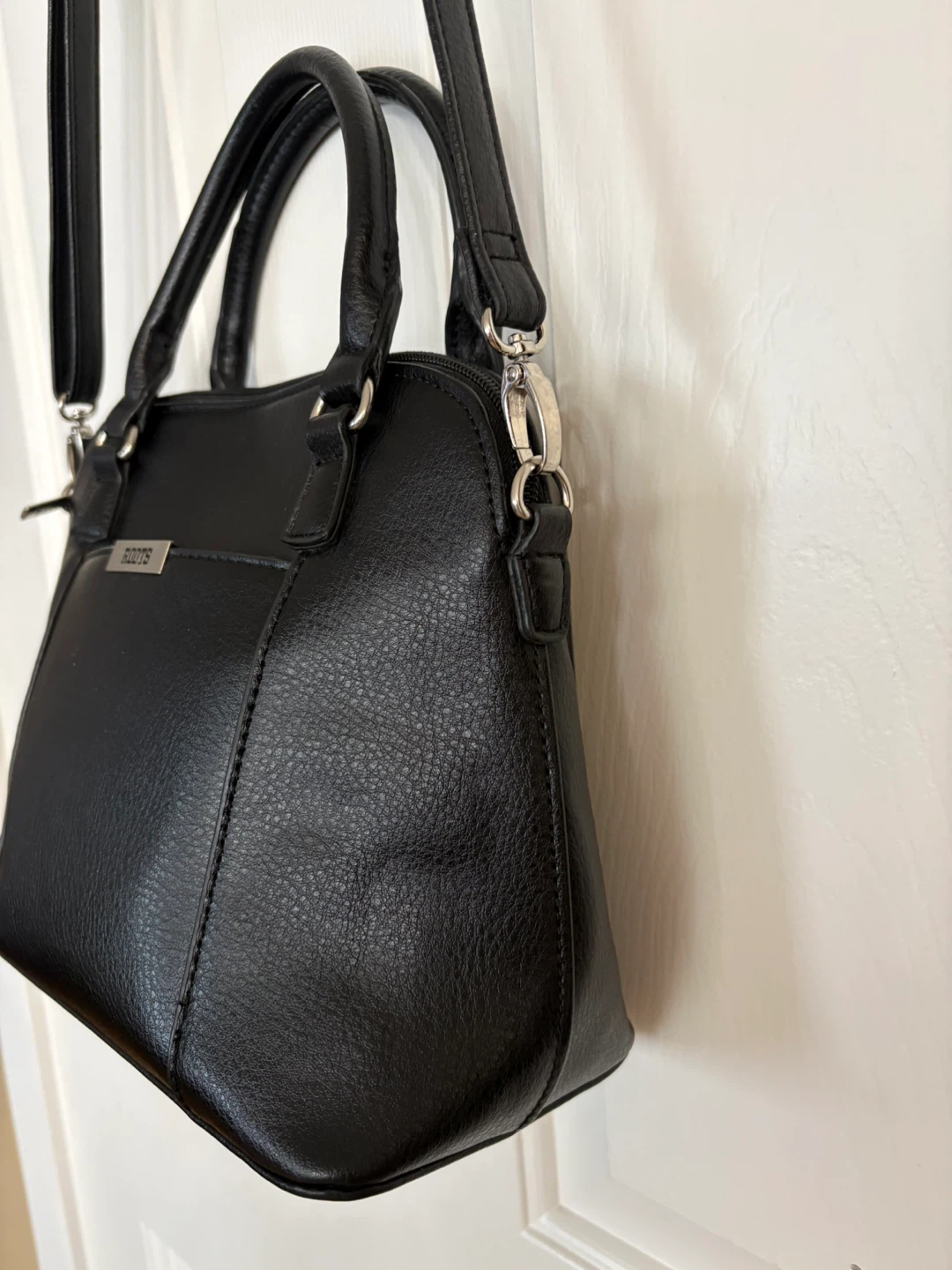 Roots Black Leather Satchel Handbag - photo 3