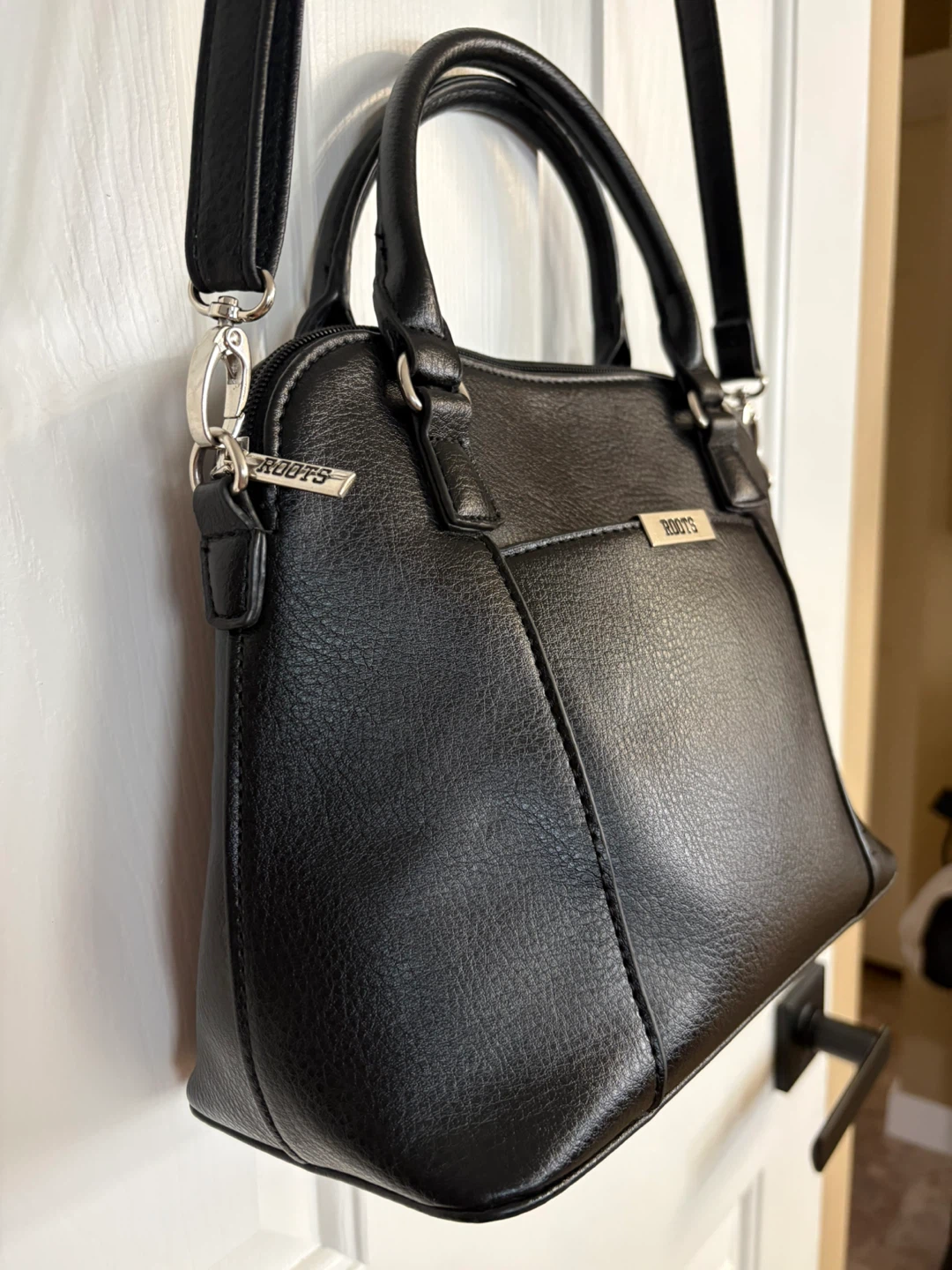 Roots Black Leather Satchel Handbag - photo 4