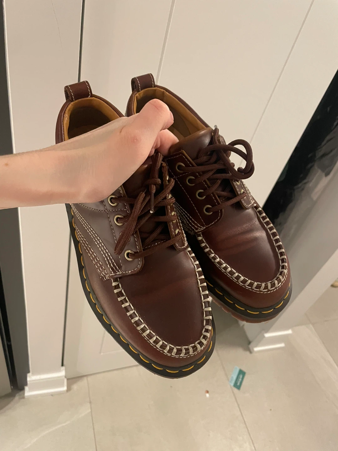 Dr. Martens Brown LOWELL LEATHER MOC TOE SHOES
